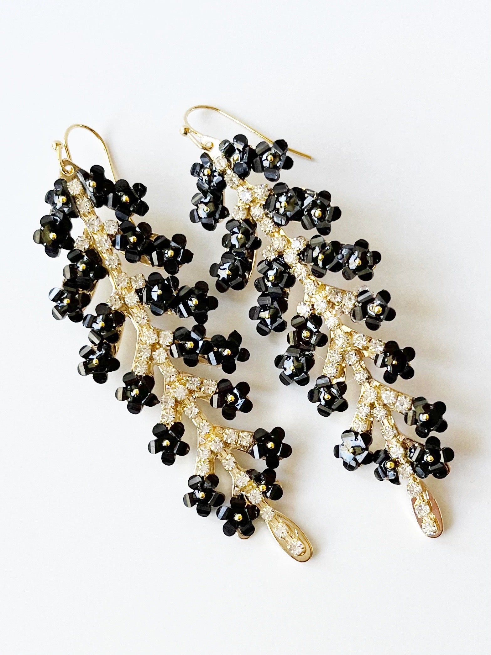 black and gold dangle earrings