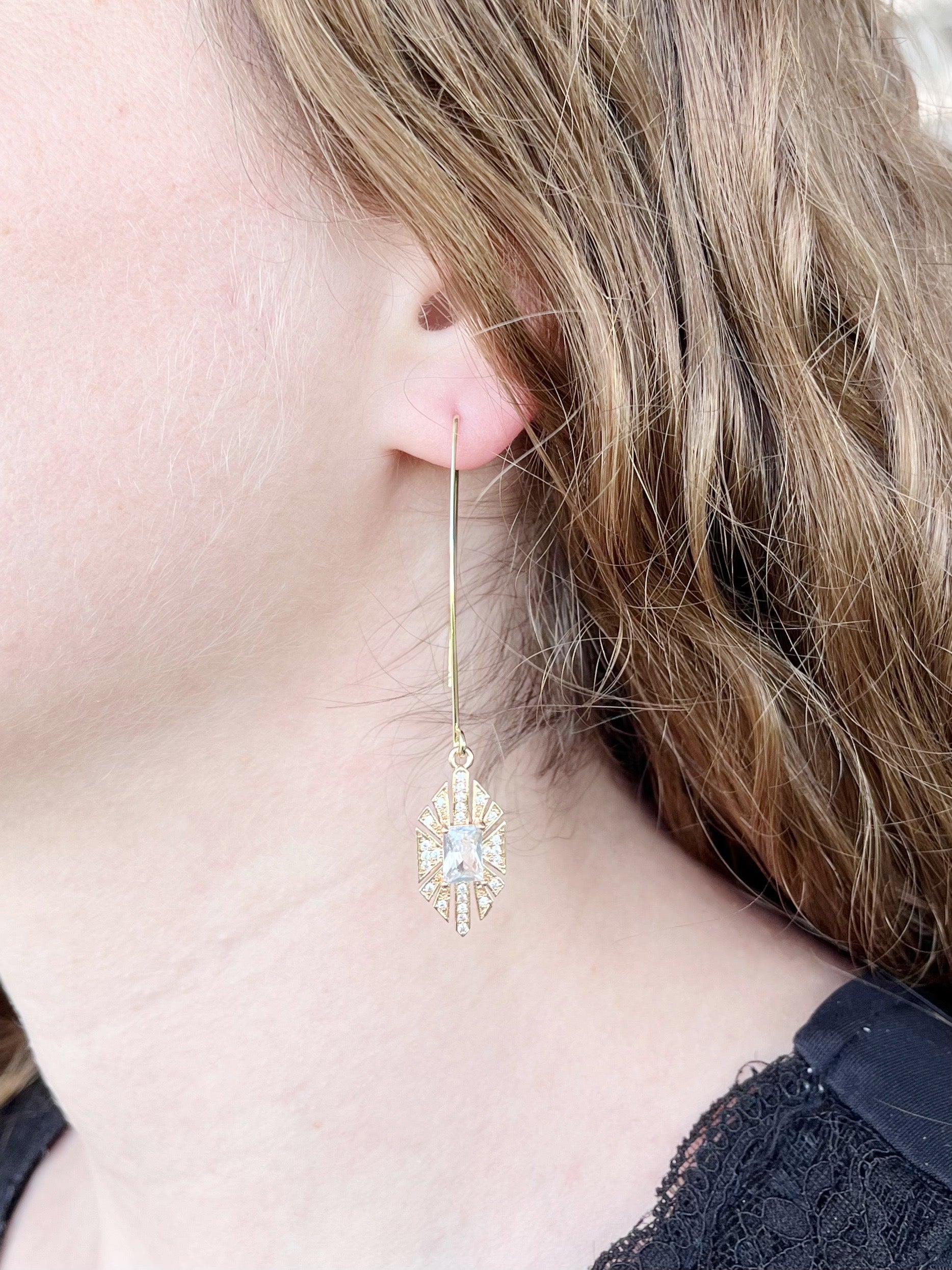 art deco pendant earrings