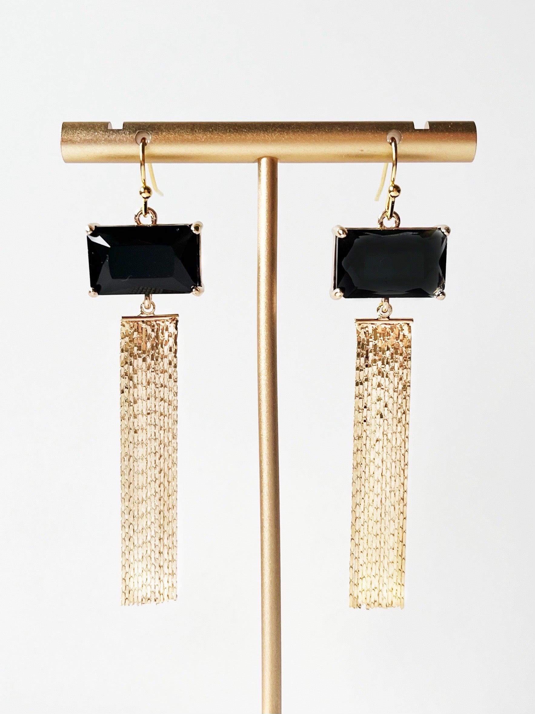 black crystal dangle earrings