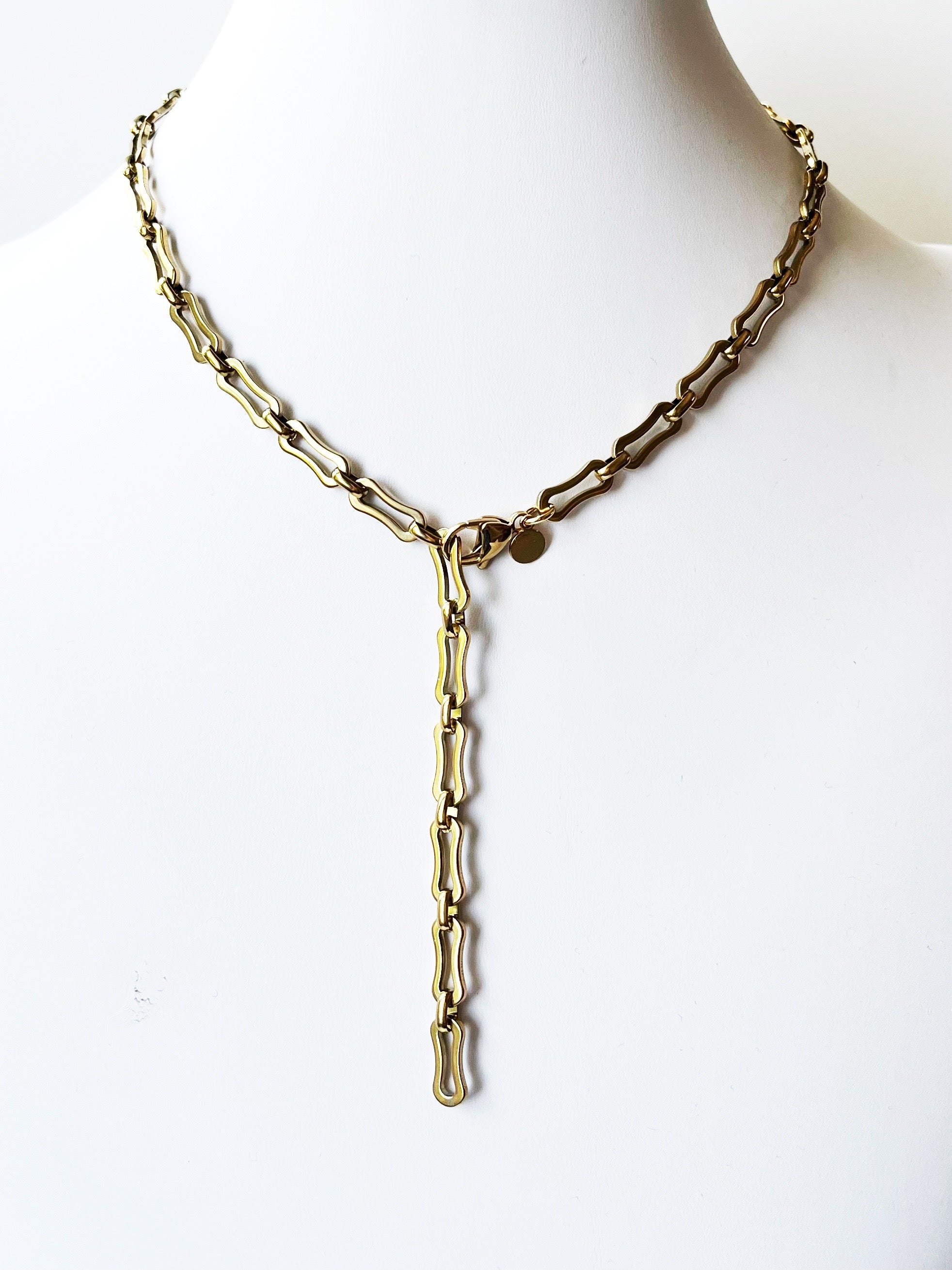 gold link lariat chain