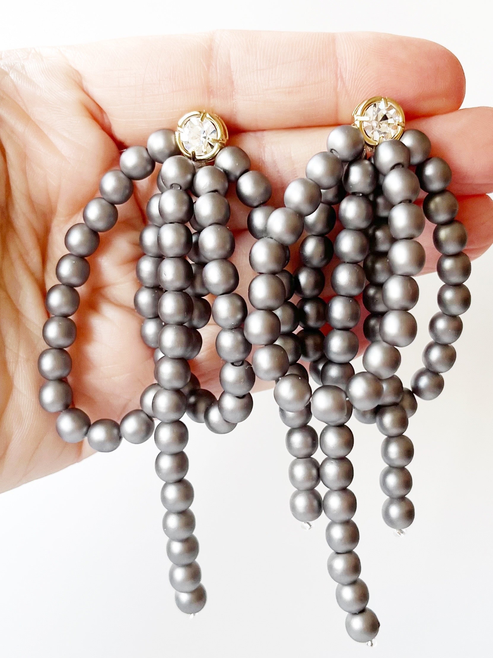 gray pearl drop earrings