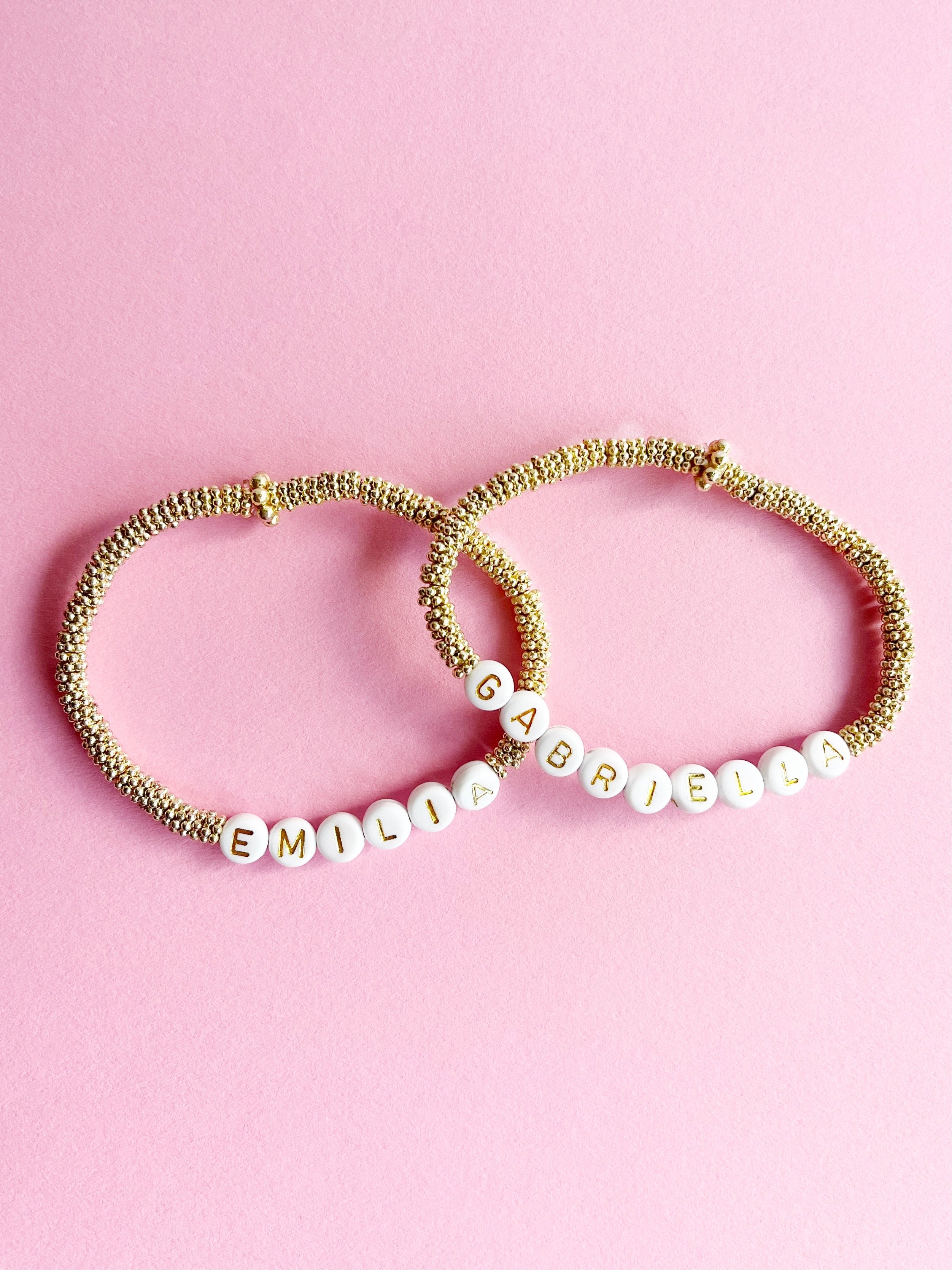 Personalized Gold Bead Bracelets