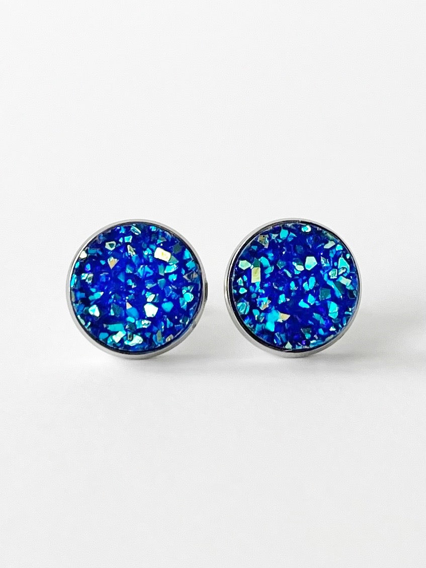 blue druzy earrings