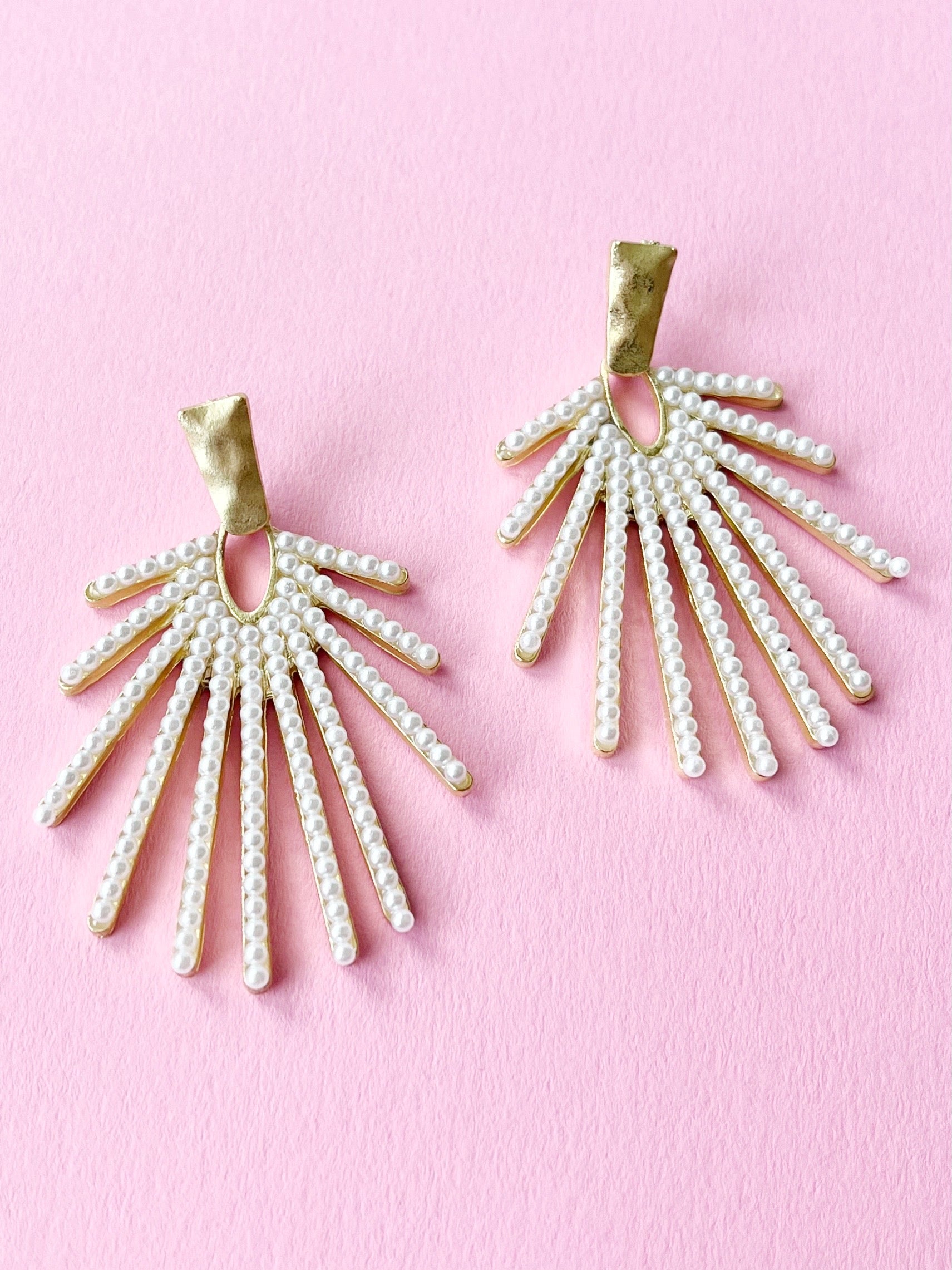 sunburst pearl drop earrings