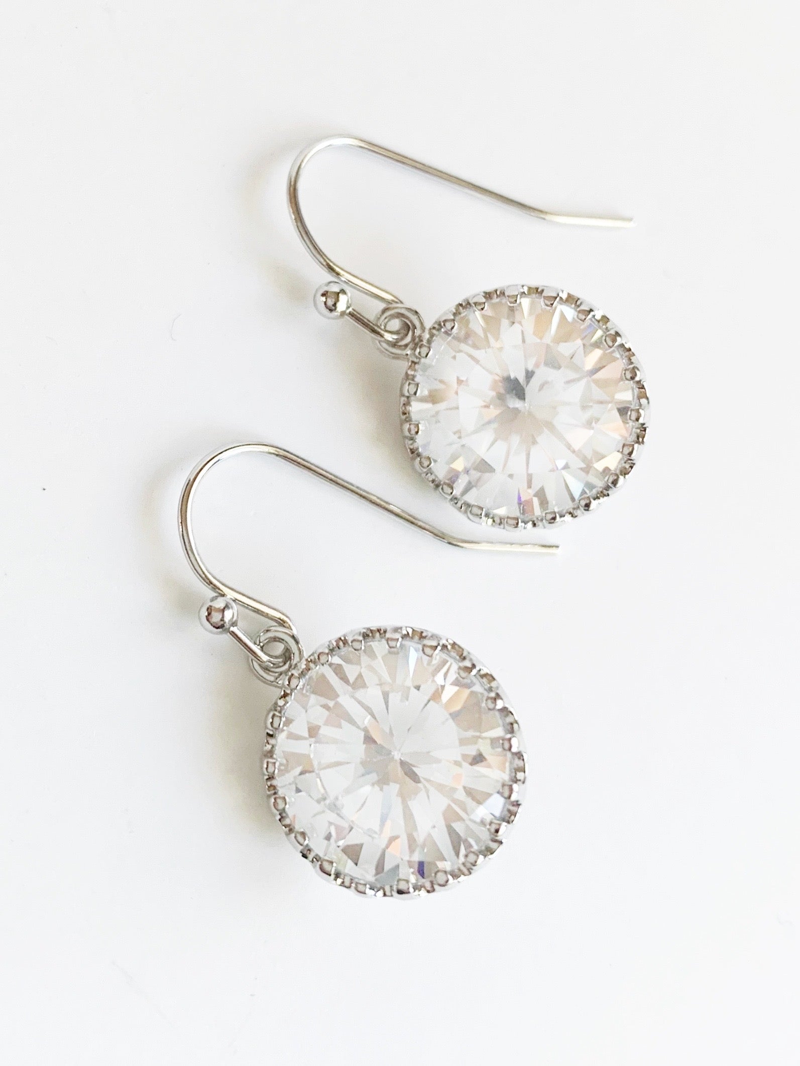 silver crystal drop earrings