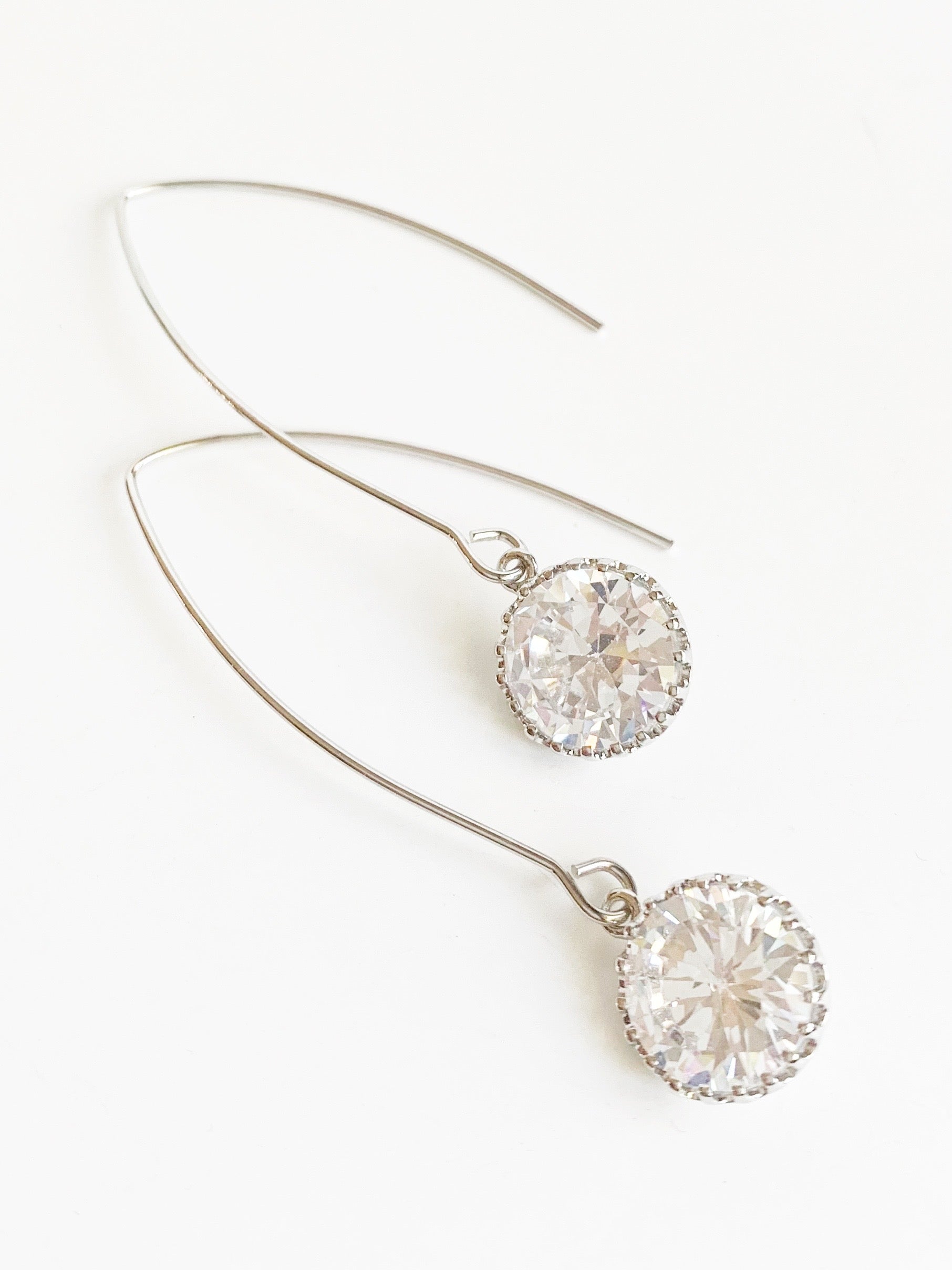 crystal and silver threader earrings