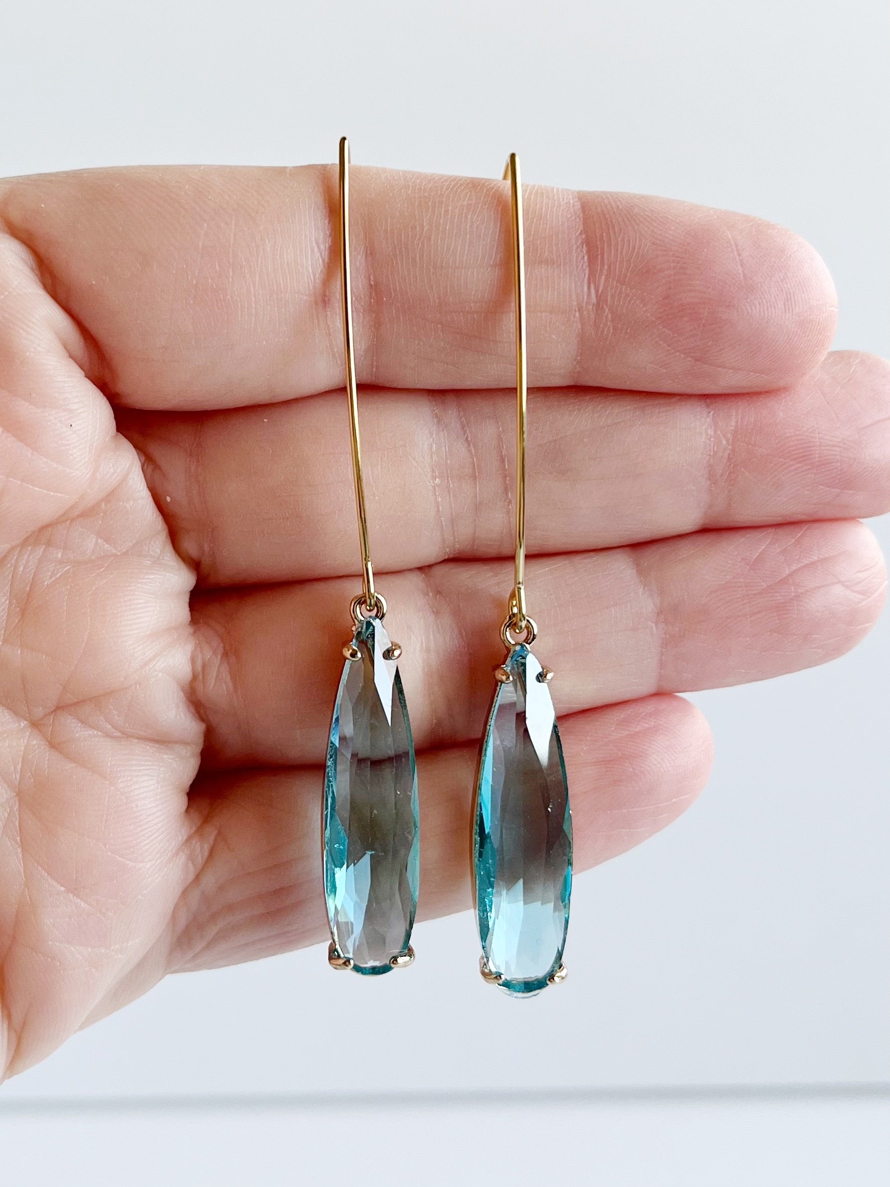 aquamarine threader earrings