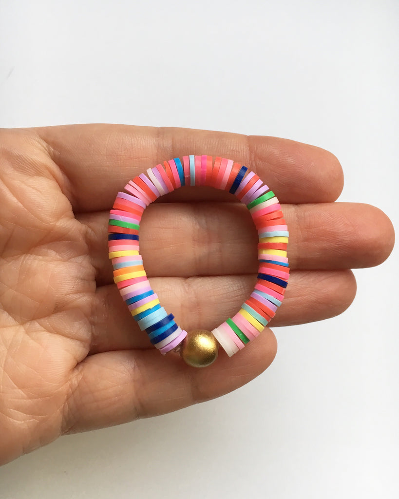 Rainbow Flat Disc Bead Bracelet Set - Bracelets