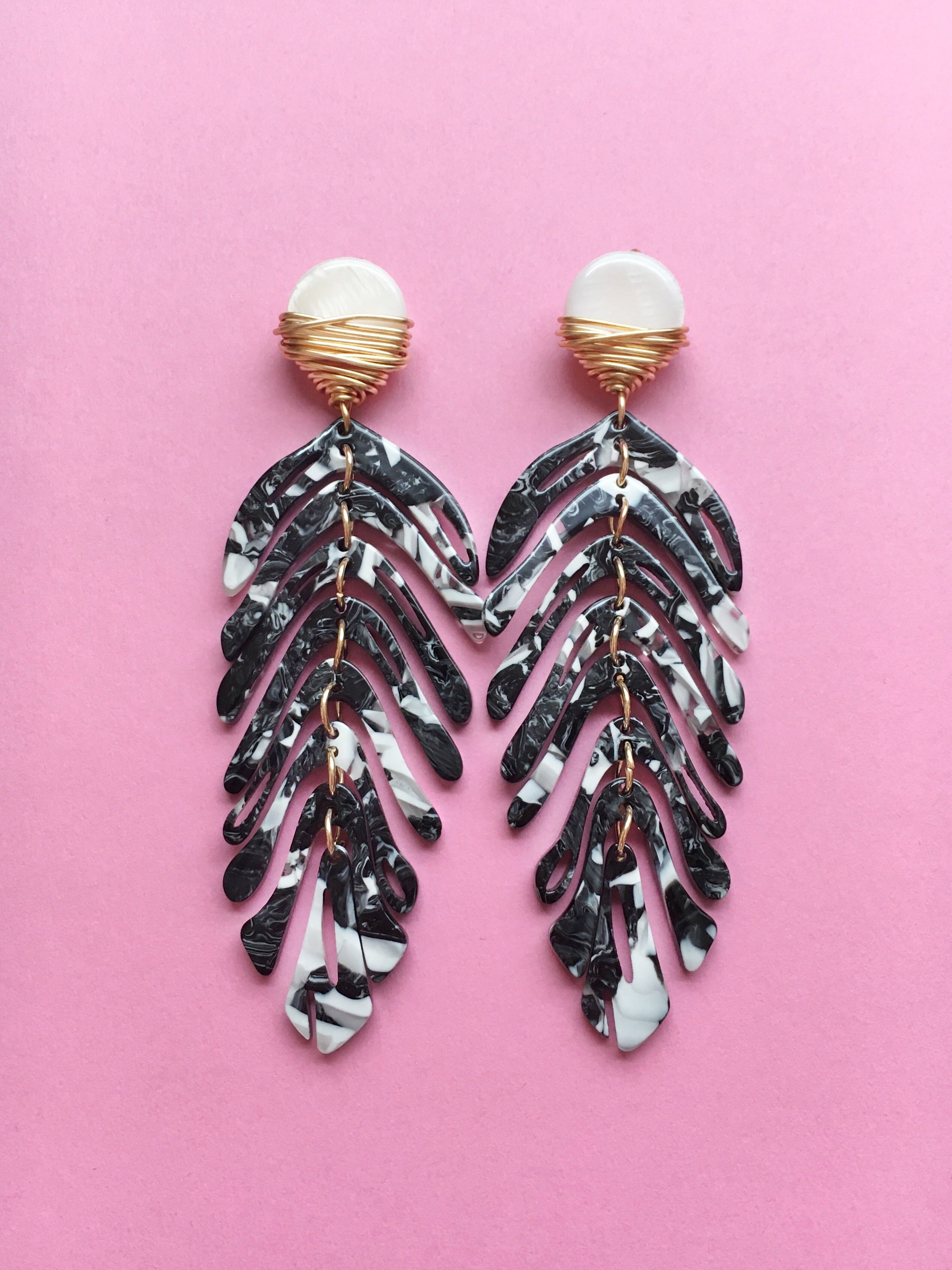 black and white statement earrings