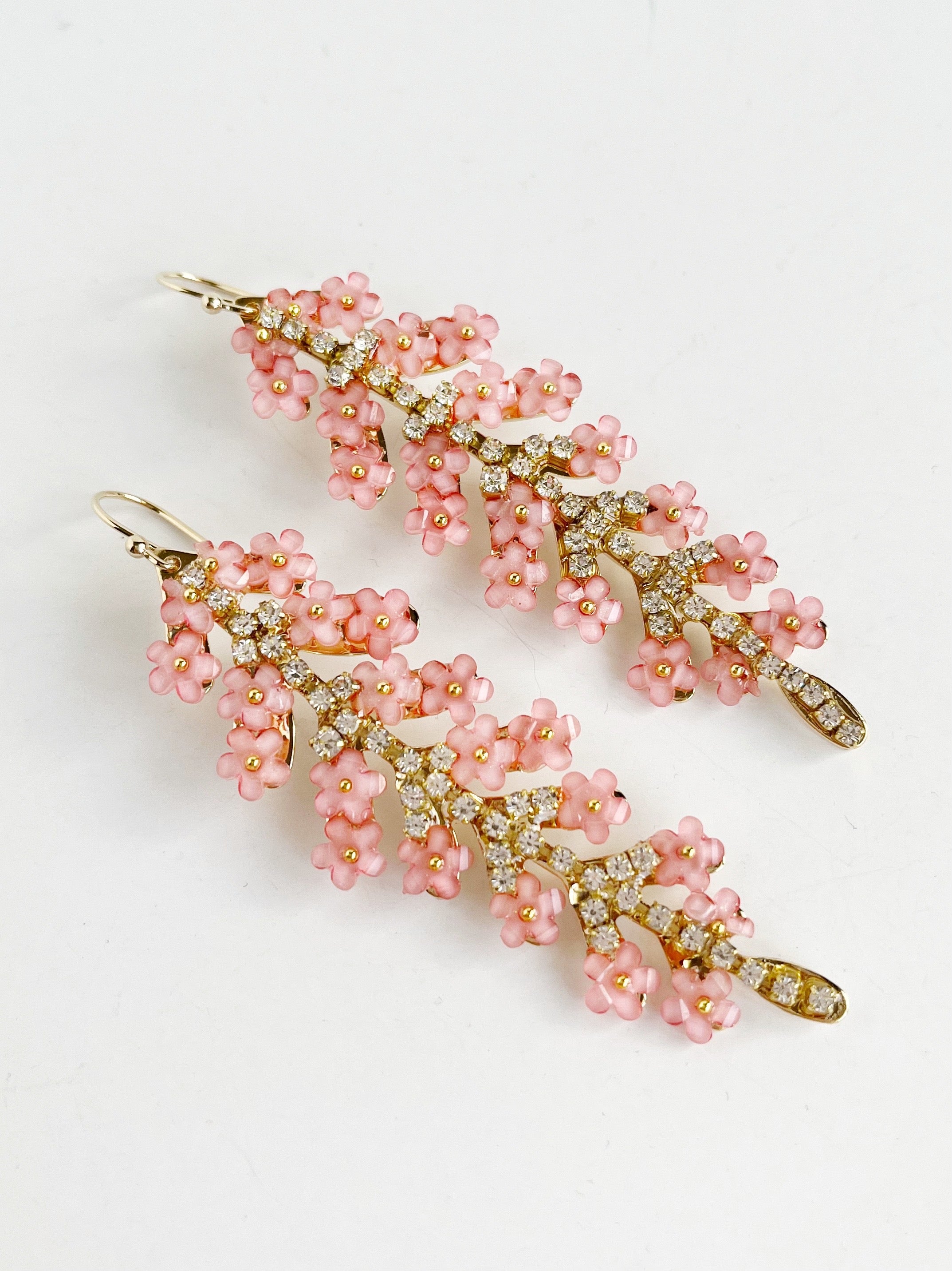 pink flower earrings
