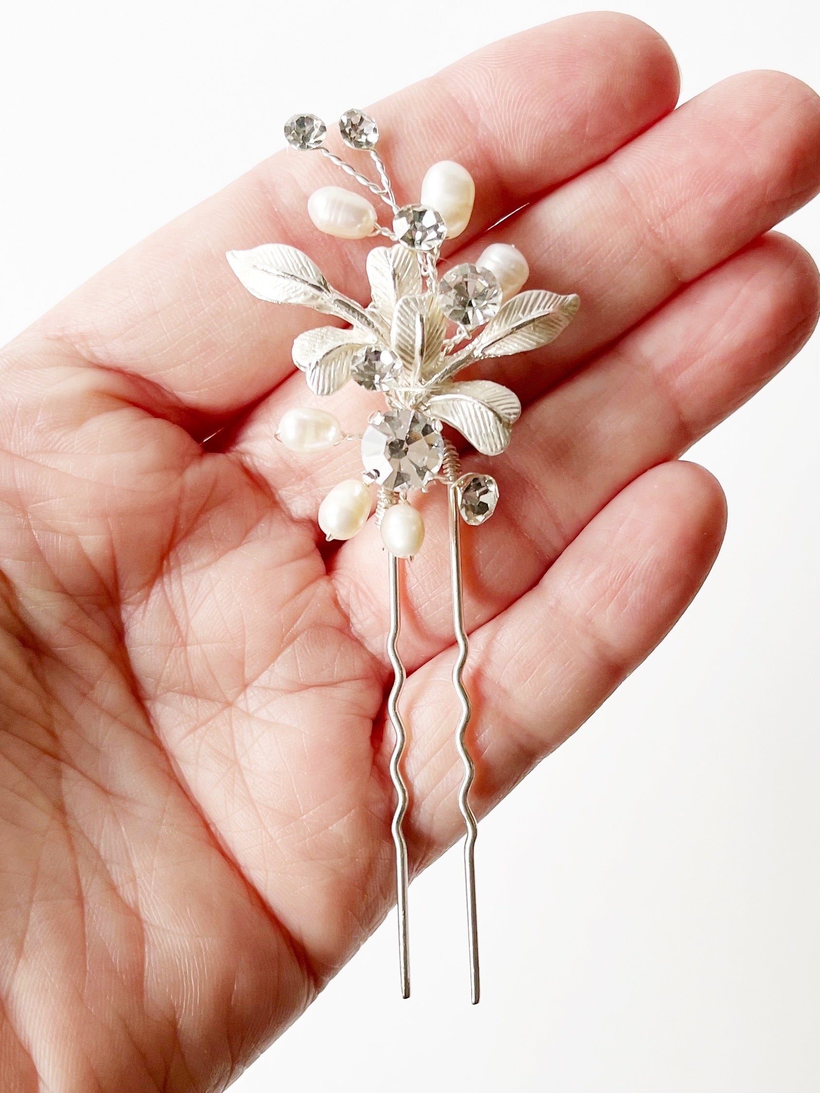 pearl and crystal bridal hair pin