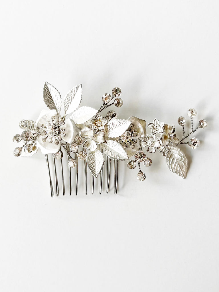 flower and crystal bridal hairpiece