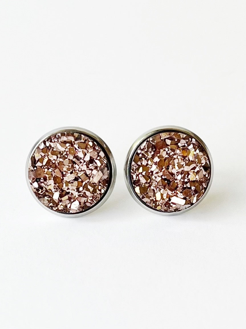 Gold druzy sale earrings