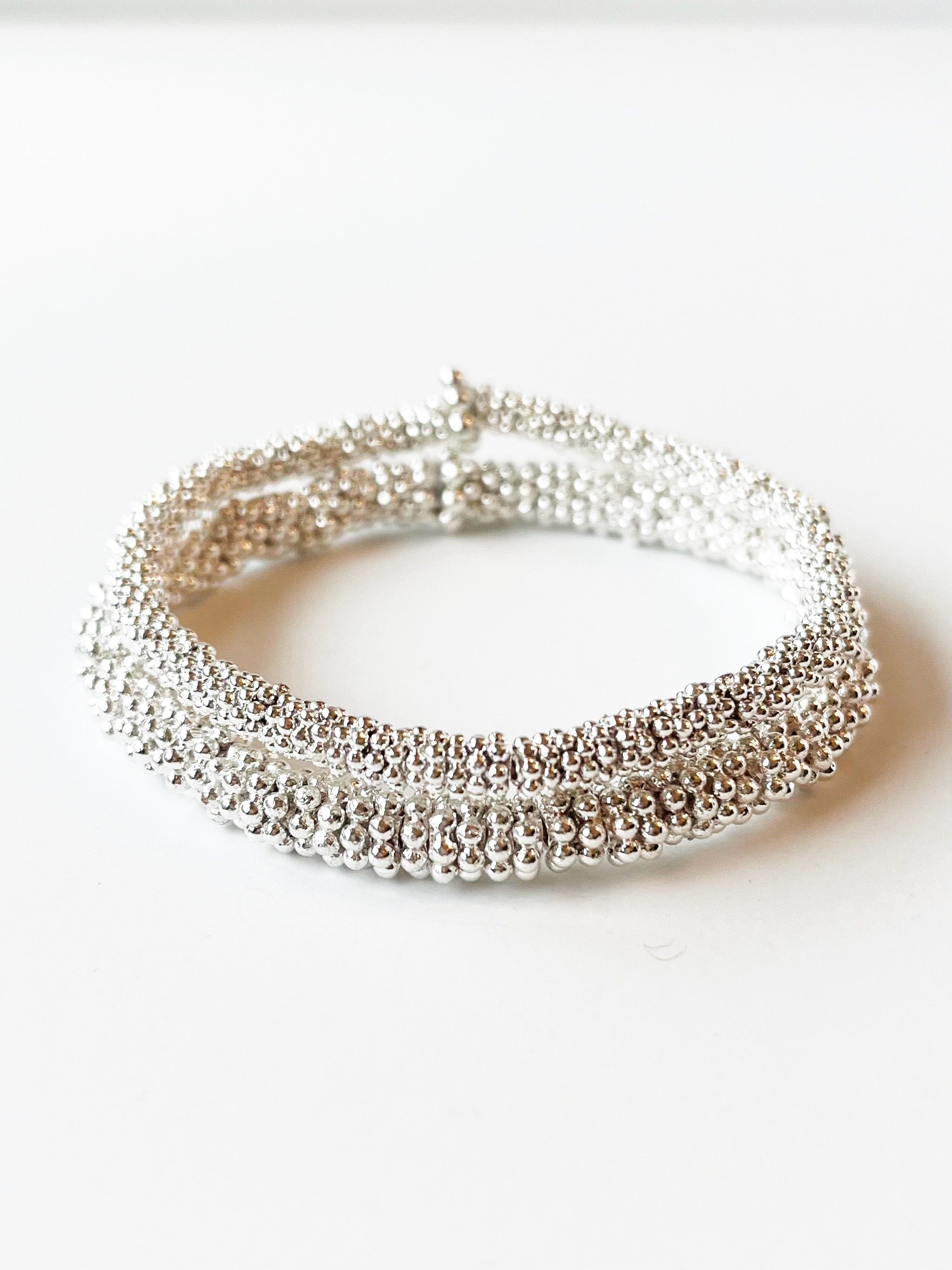 silver bead bracelet bundle
