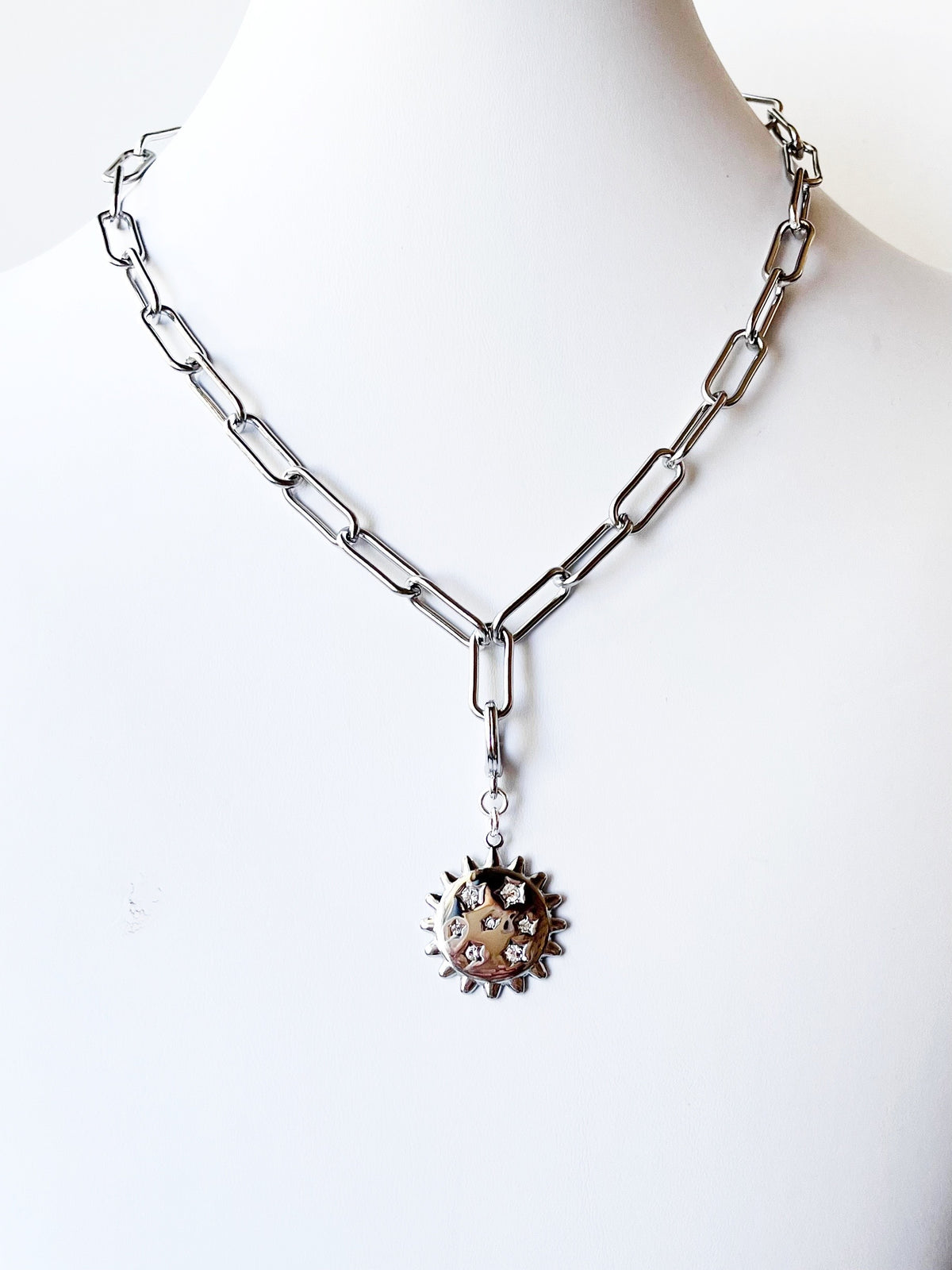 Silver Sun Charm Necklace