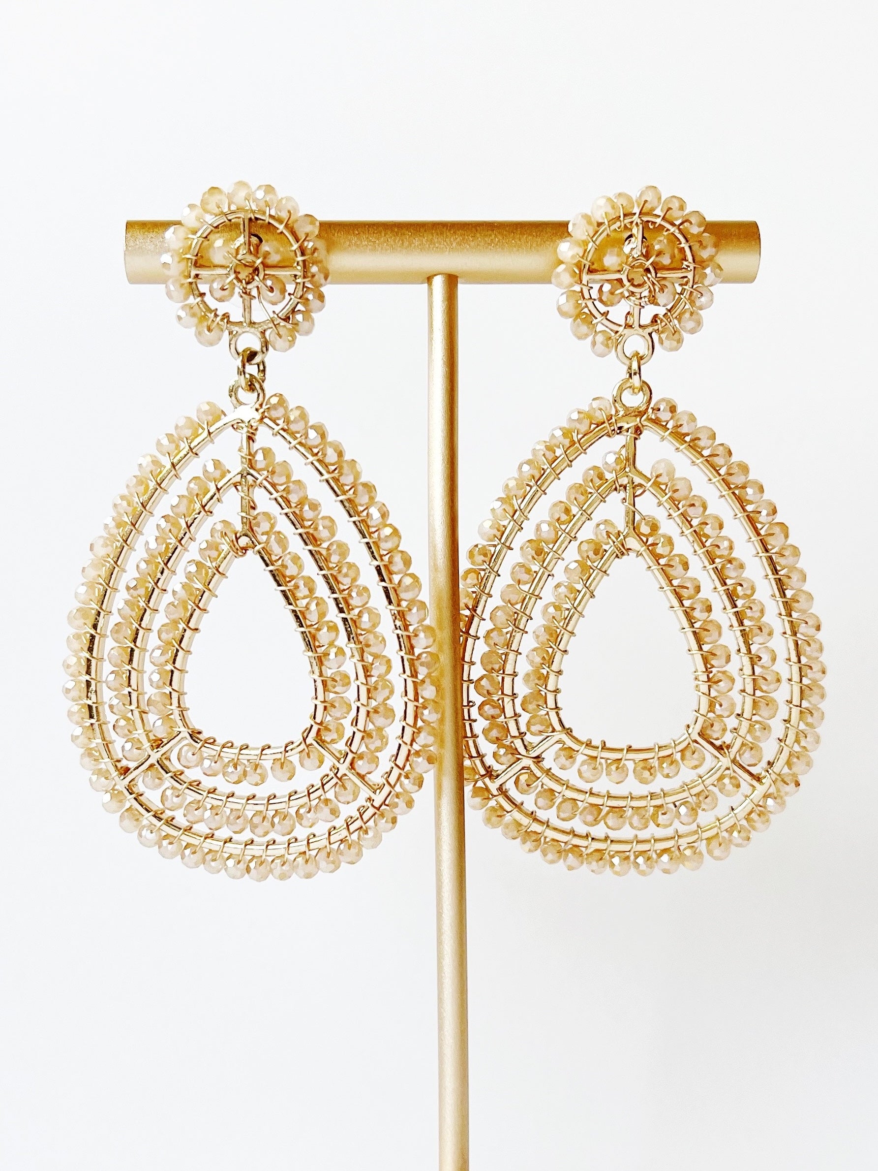 beige teardrop earrings