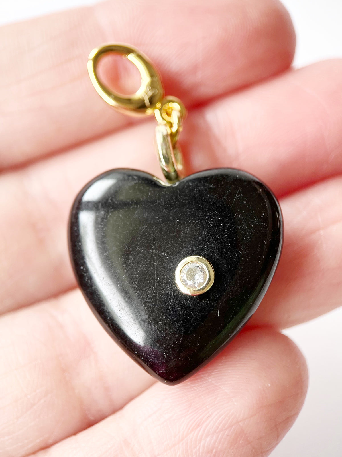 Black Obsidian Heart Charm