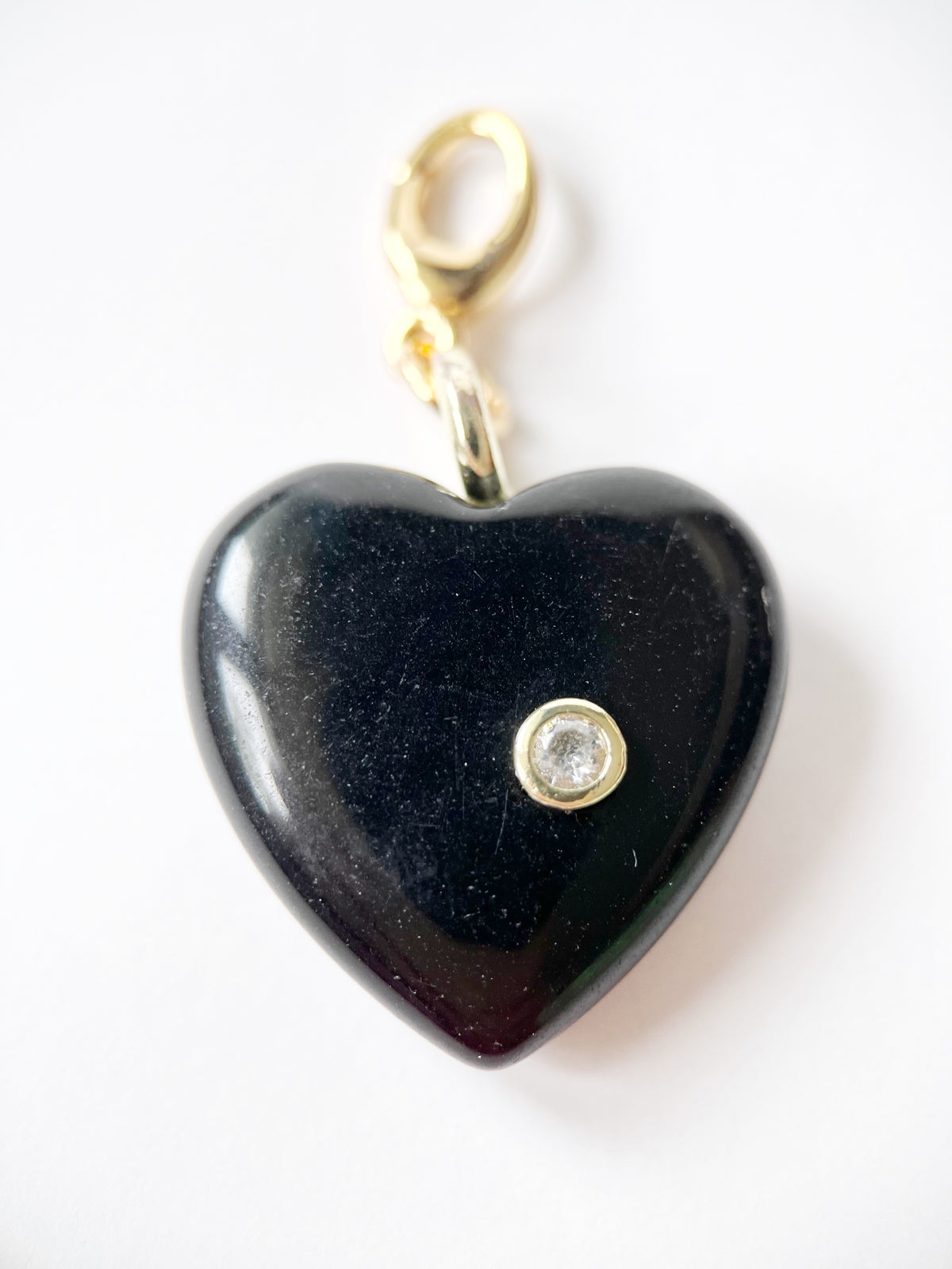Black Obsidian Heart Charm