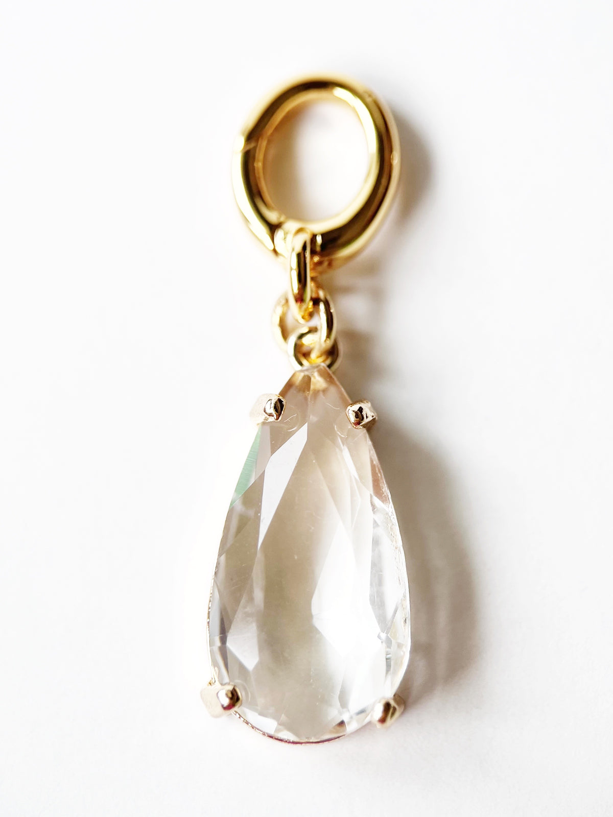 clear glass teardrop charm