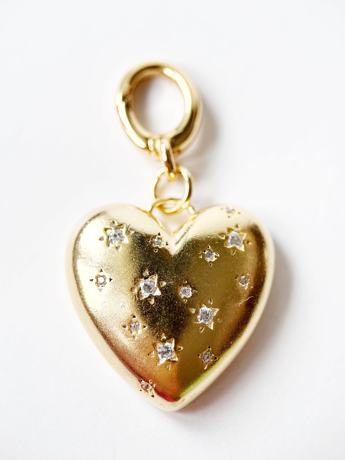 Gold Puff Heart Charm