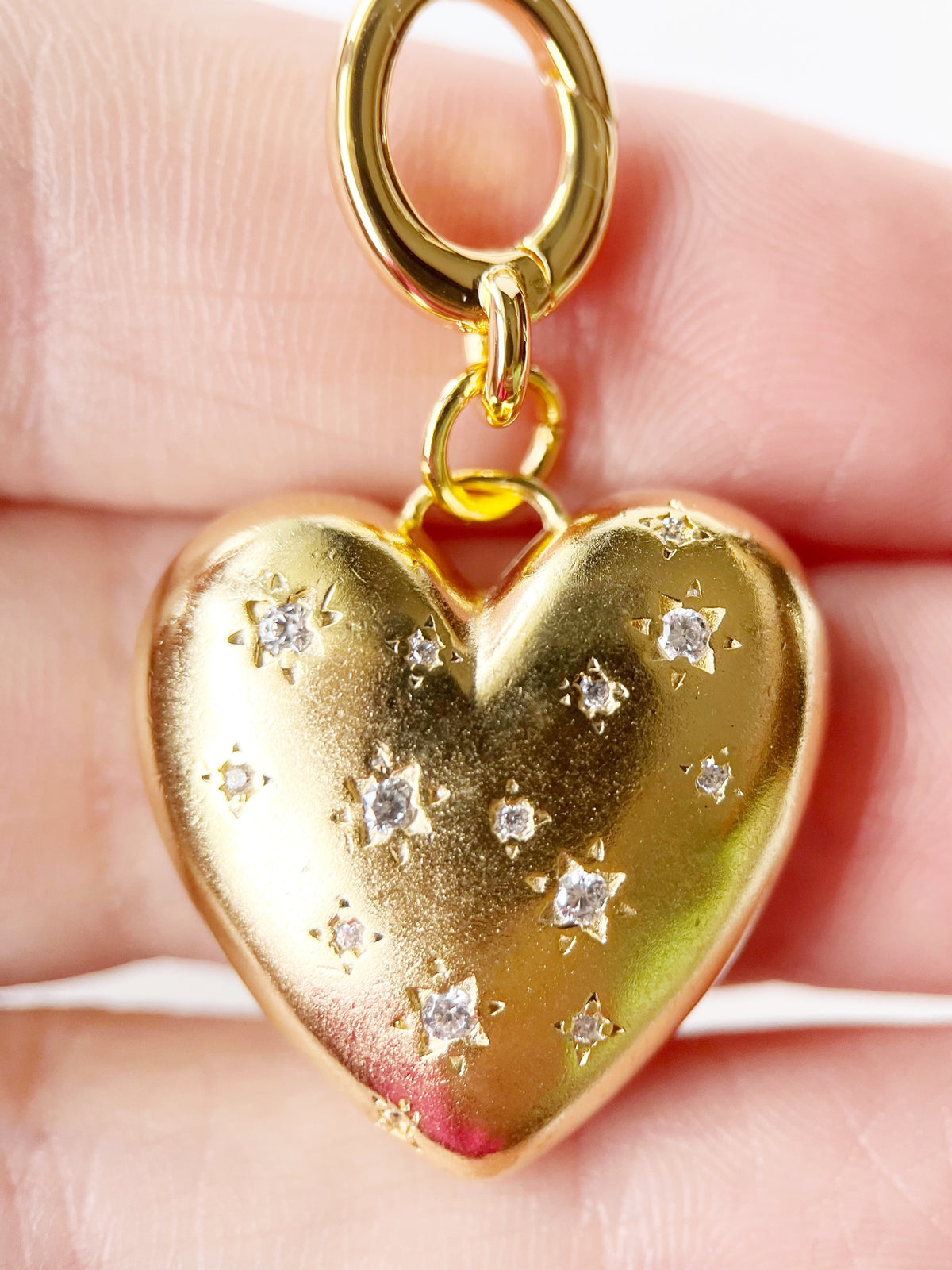 Gold Puff Heart Charm
