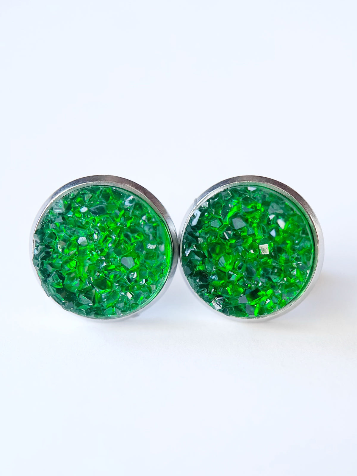 green stud earrings