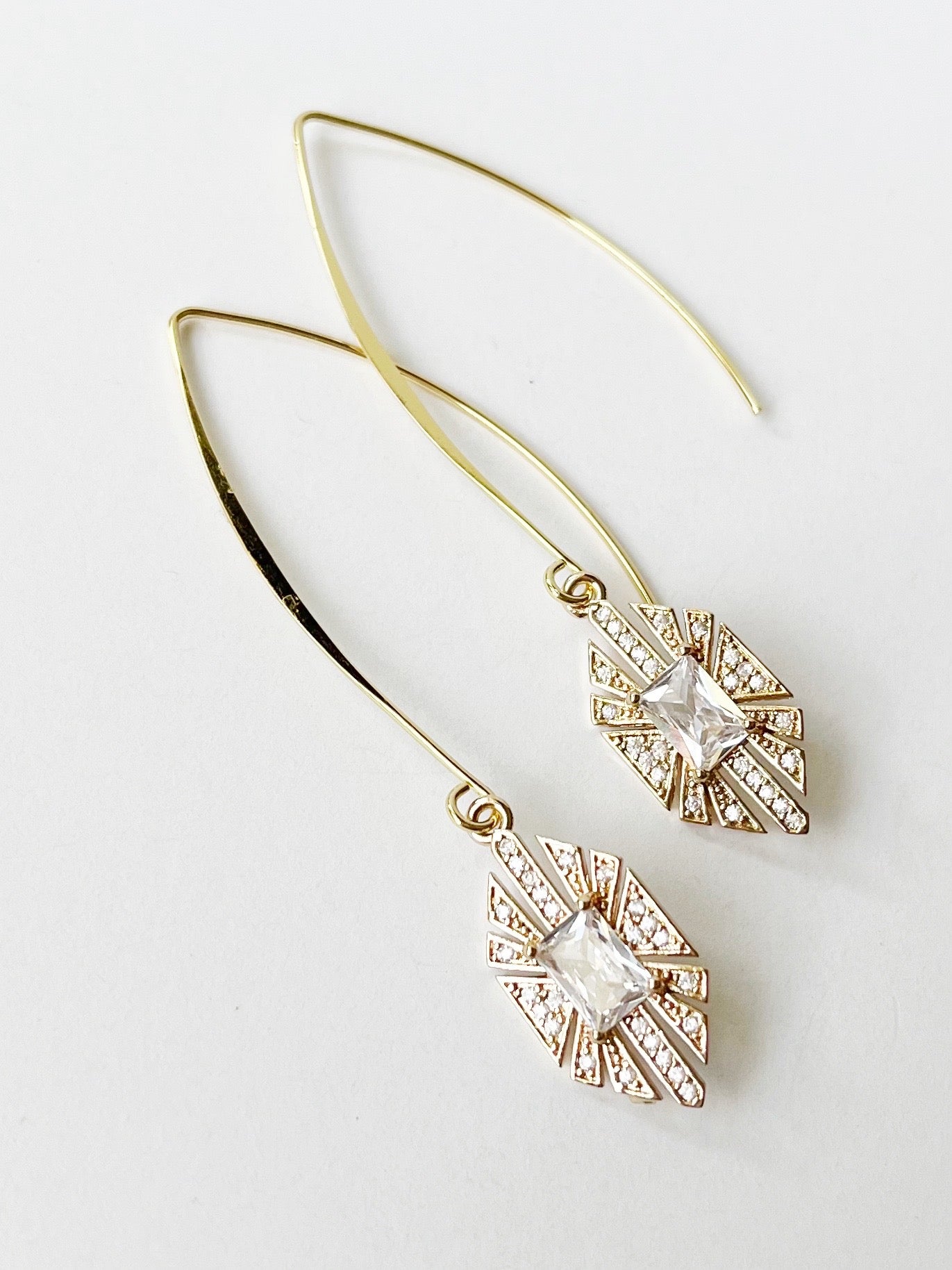 crystal and gold art deco earrings