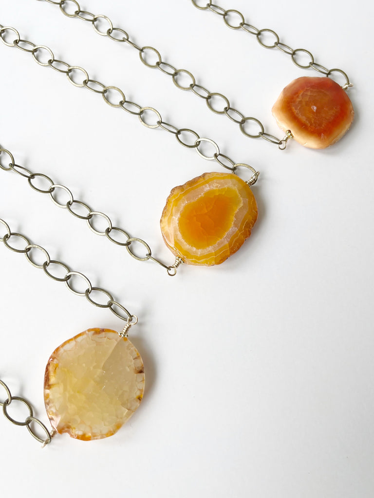 yellow agate statement necklace