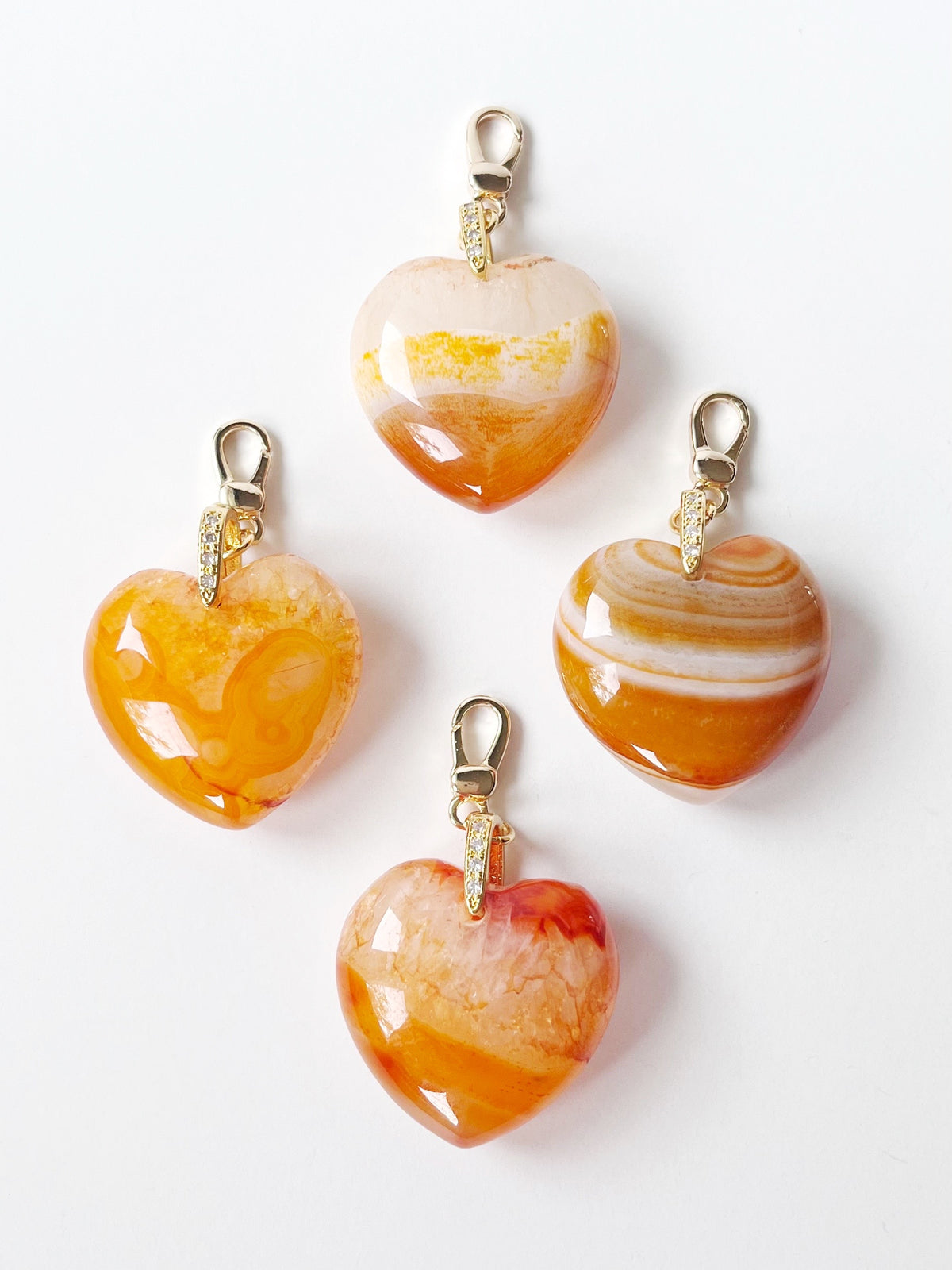 Orange Stone Heart Pendant