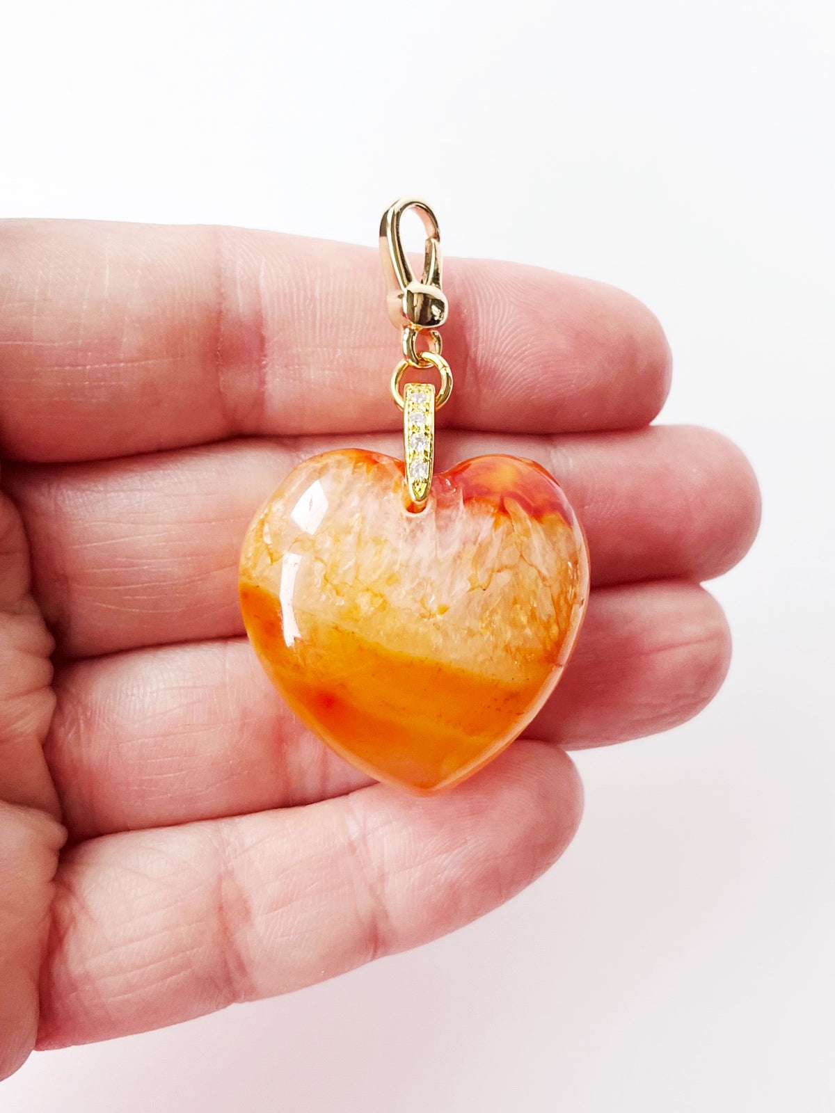 Orange Stone Heart Pendant