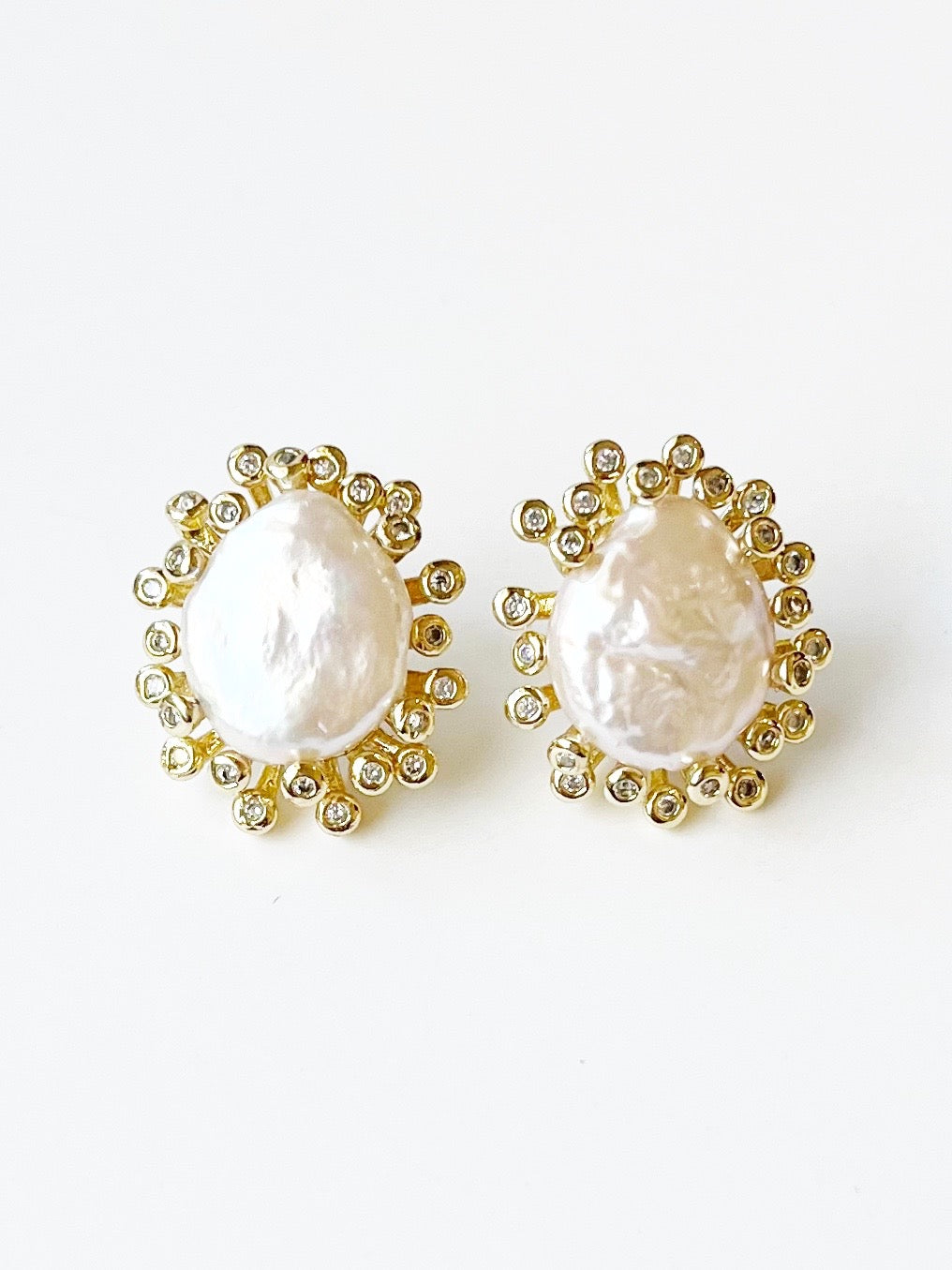 pearl and crystal stud earrings