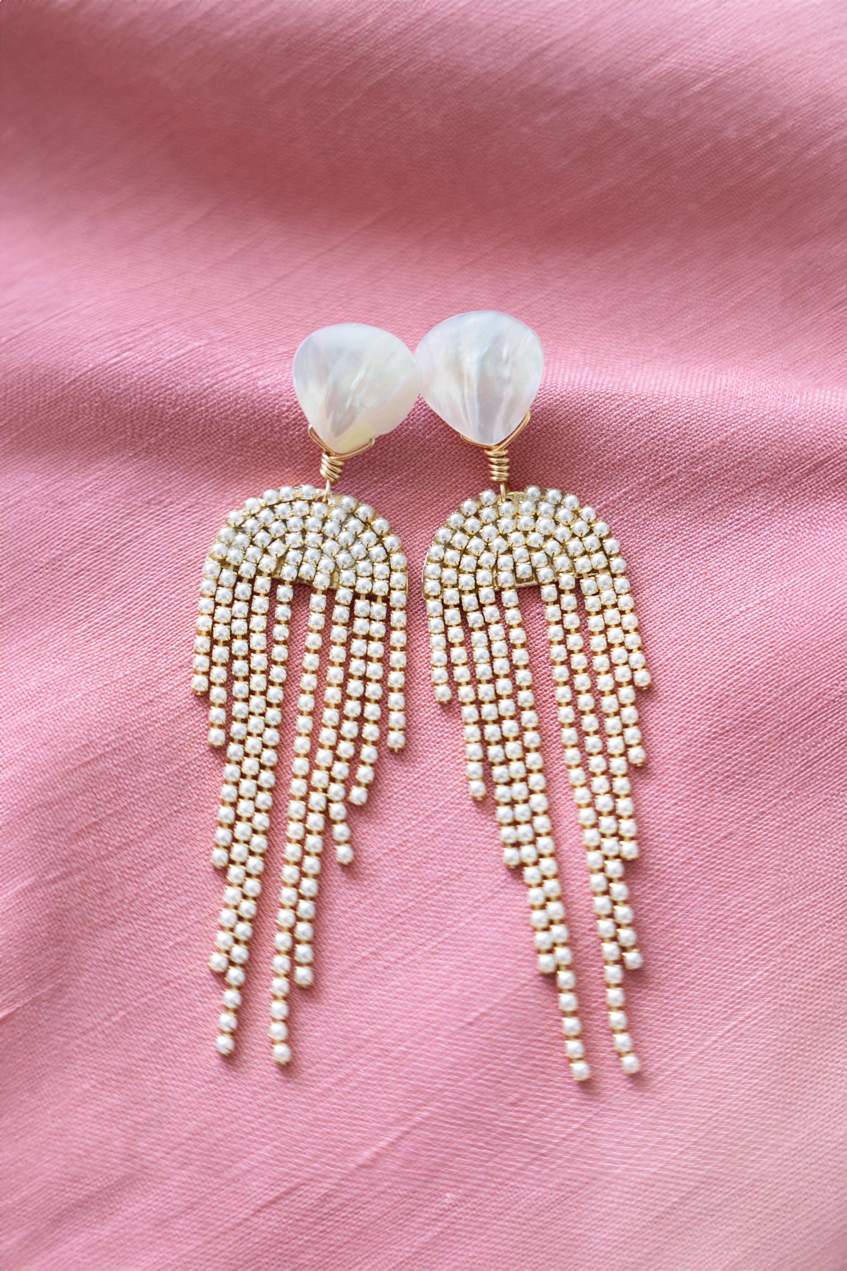 pearl fringe earrings