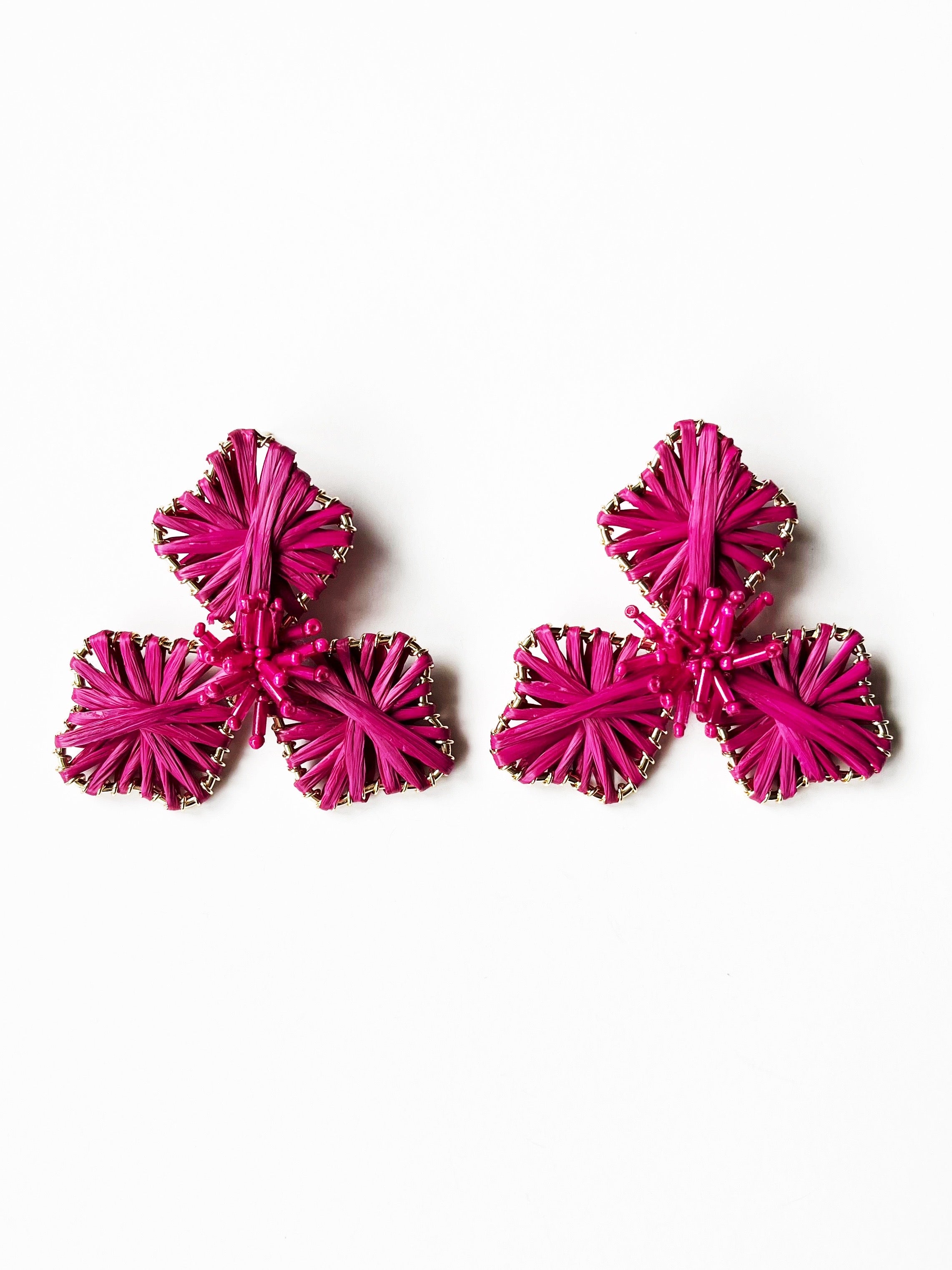 raffia flower earrings