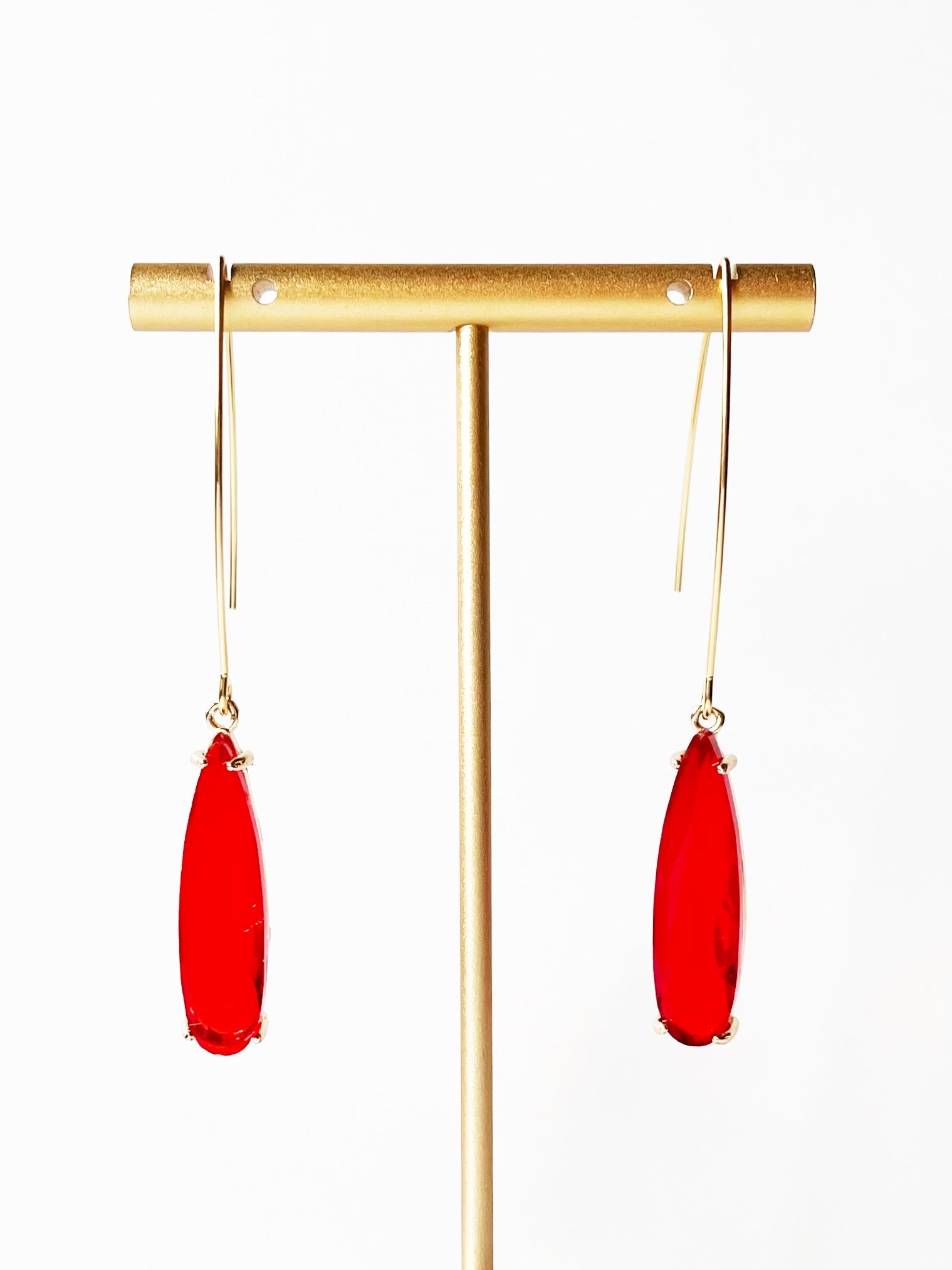 red pendant earrings