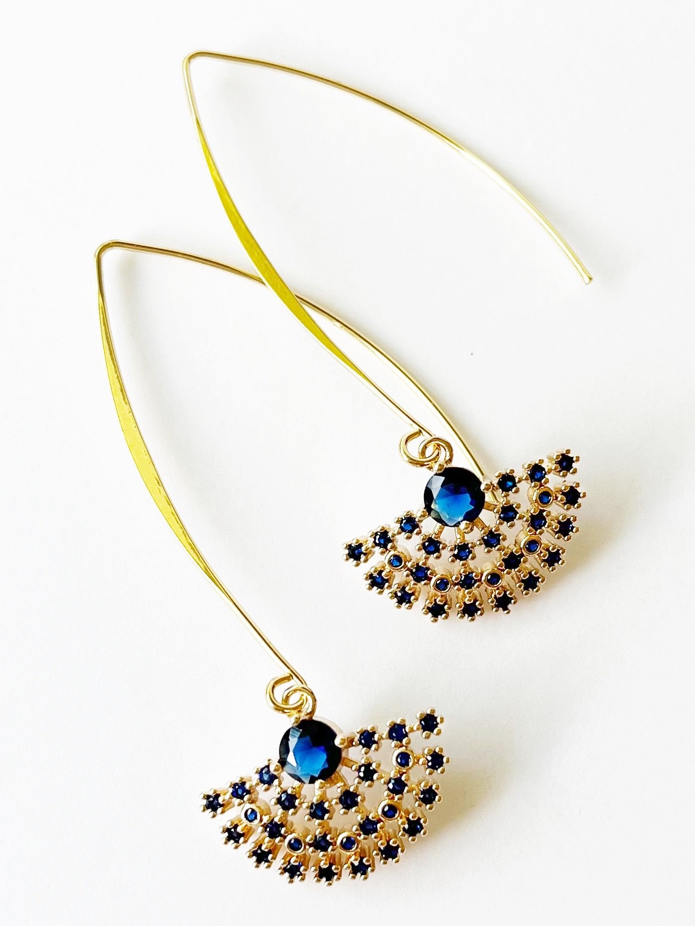 sapphire and gold art deco earrings