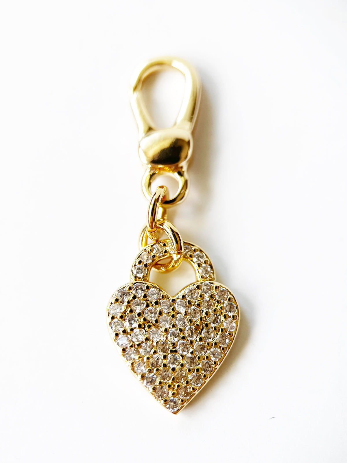 Small Gold Heart Charm with Cubic Zirconia