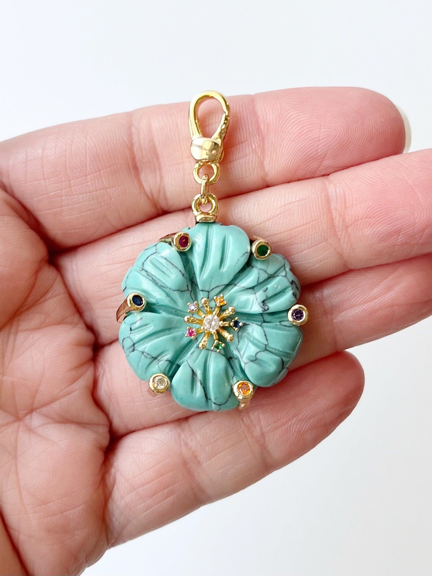 turquoise flower pendant
