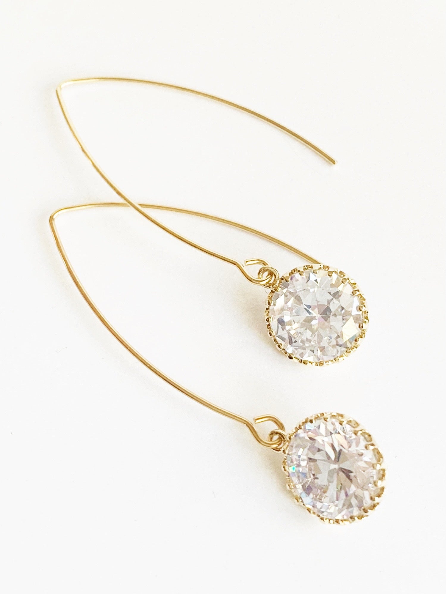 gold threader earrings with crystals