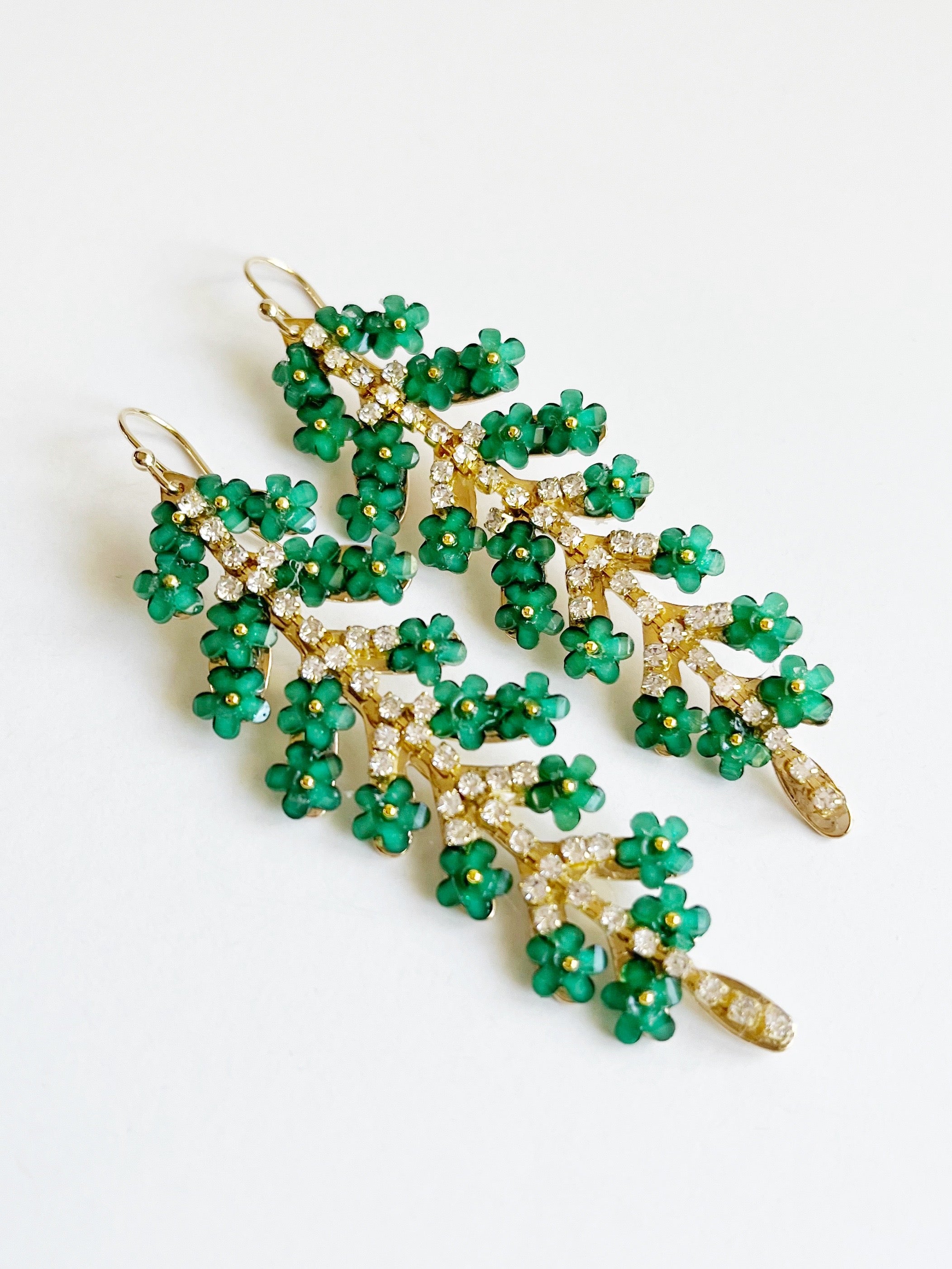 Green Flower Drop Earrings Green Flower Drop Earrings