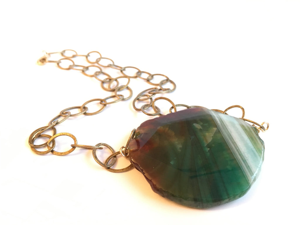 green agate pendant necklace