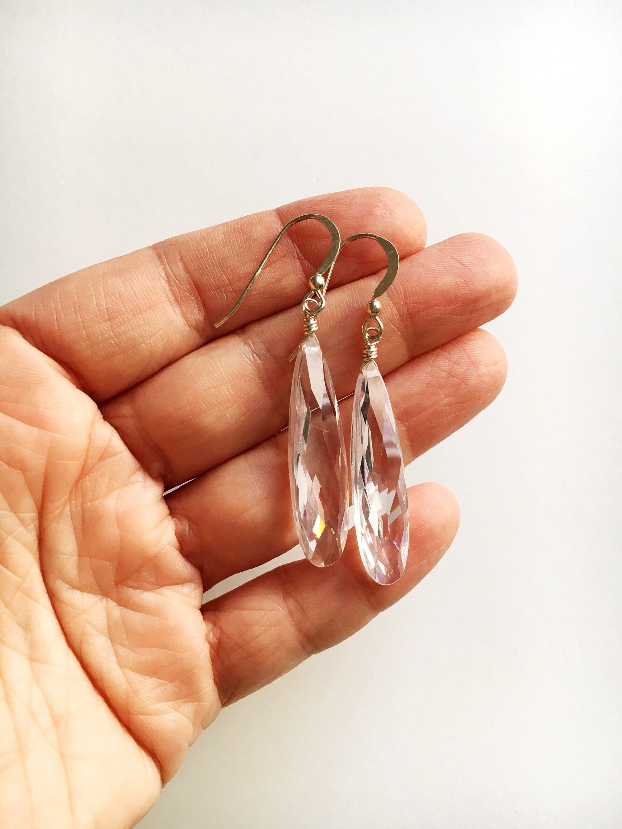 Buy Frosted Rock Crystal Spike Earrings, Long Drop, Icicle, Women's Jewelry, Gold Filled Ear Wires, KarenWolfeCreations