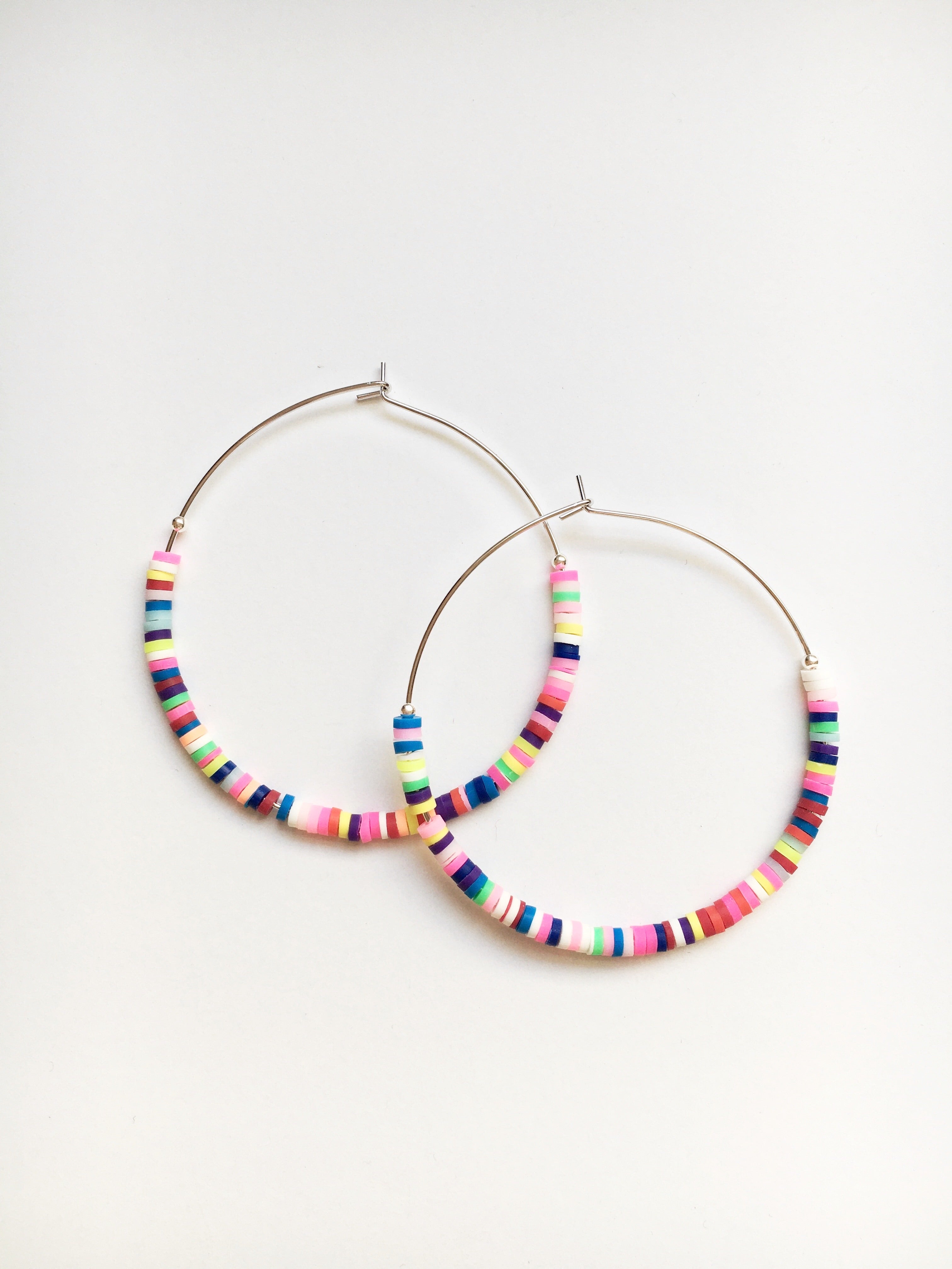 rainbow hoop earrings in silver