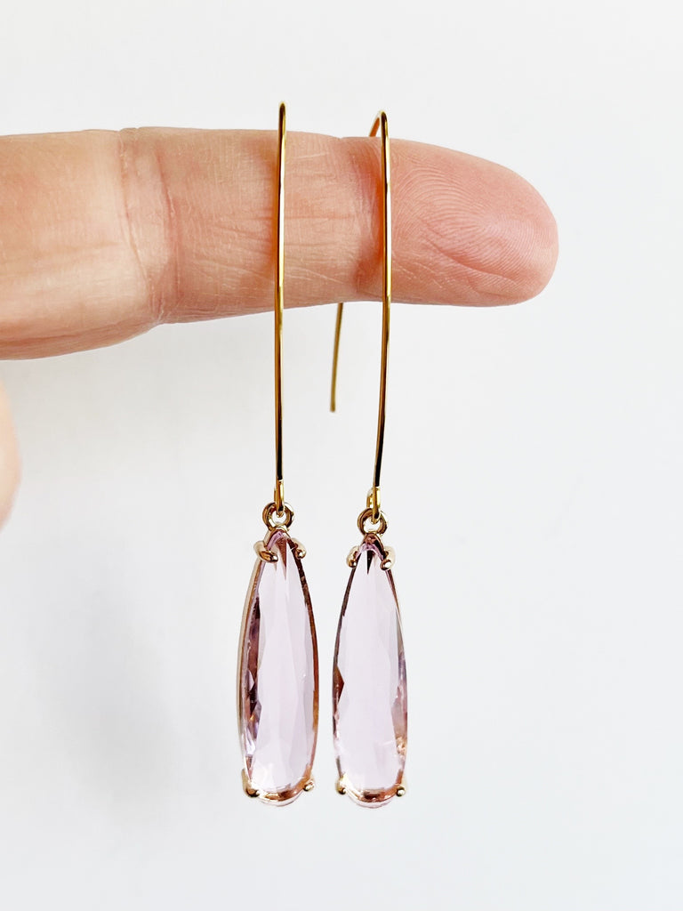 pink and gold threader earrings