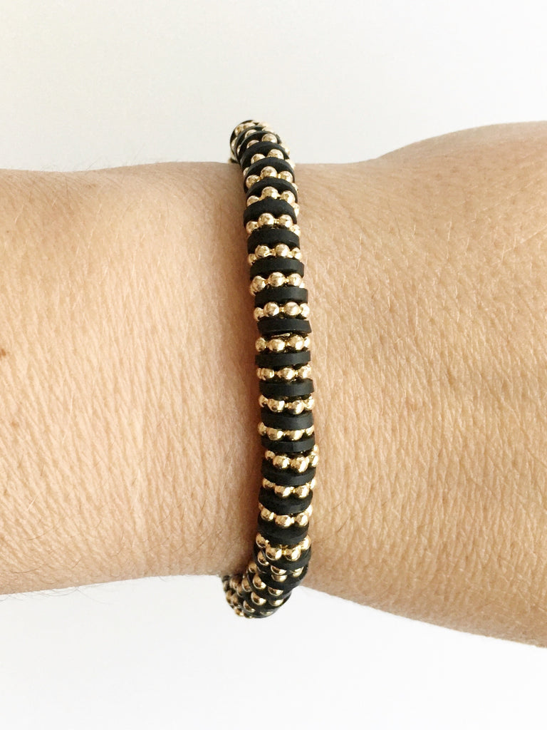 black and gold beaded bracelet