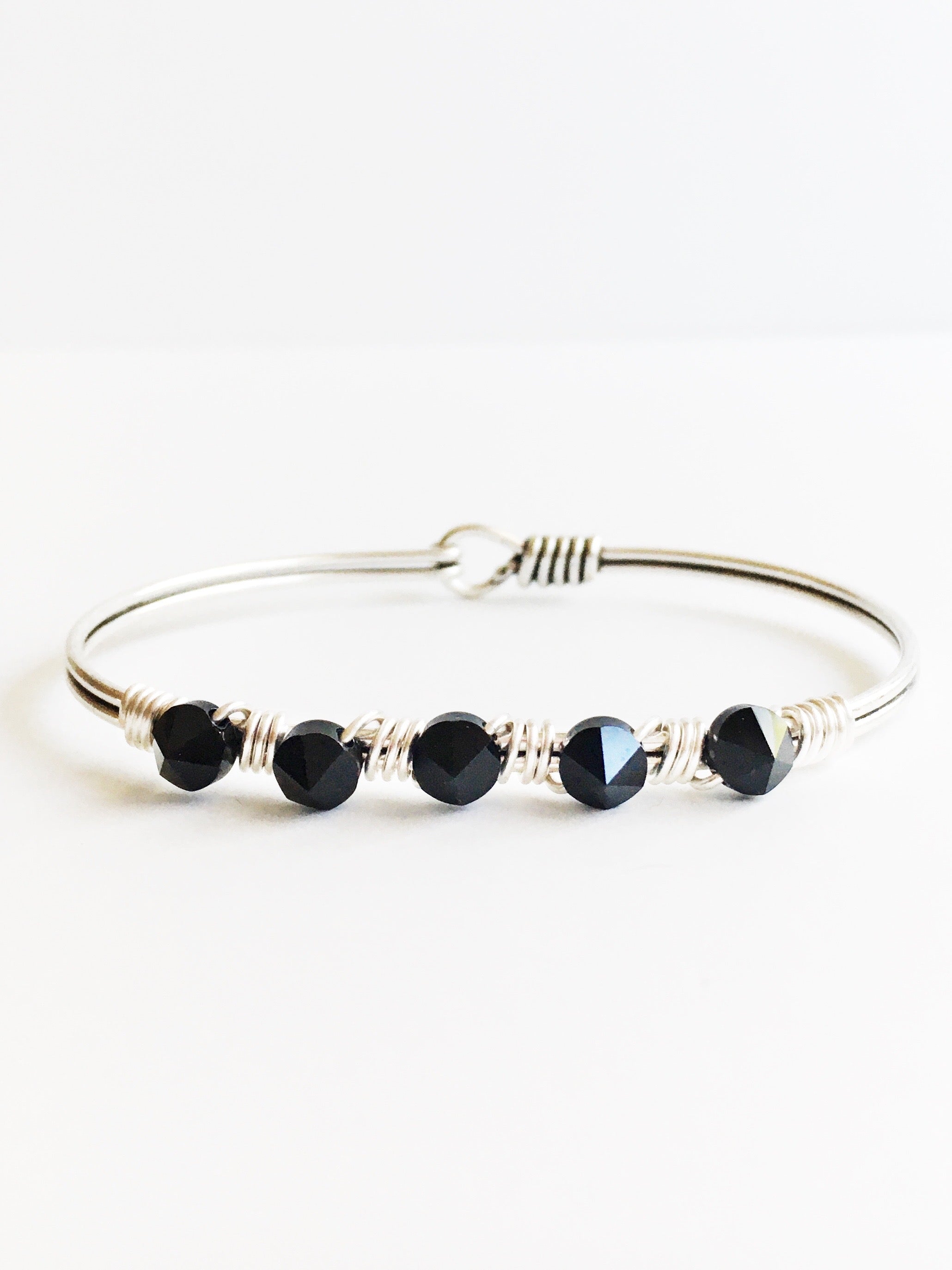 Hand wired black crystal statement bracelet