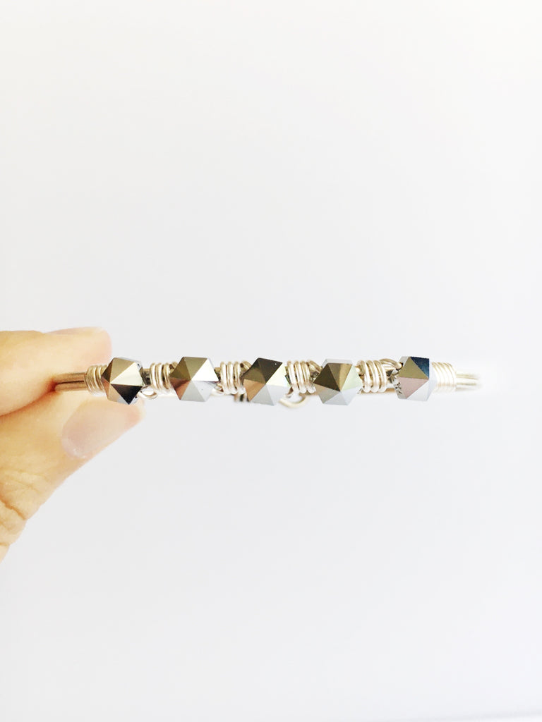 crystal and silver statement bracelet