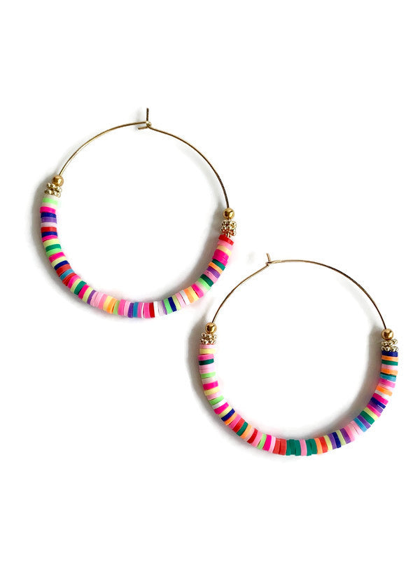 rainbow hoop earrings in gold