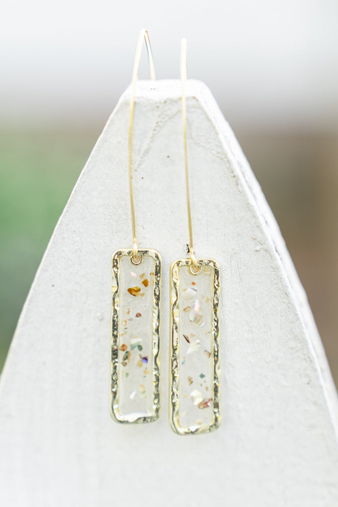 Mother of Pearl Rectangle Drop Earrings