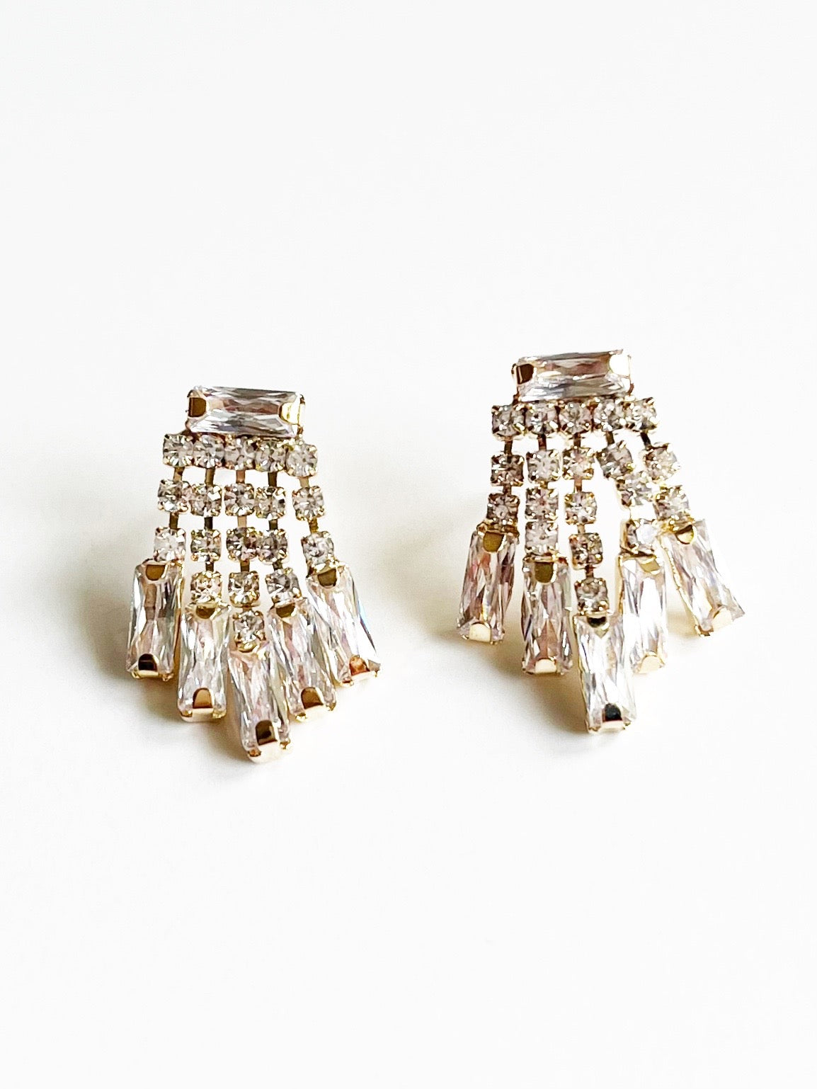 Crystal fringe art deco earrings